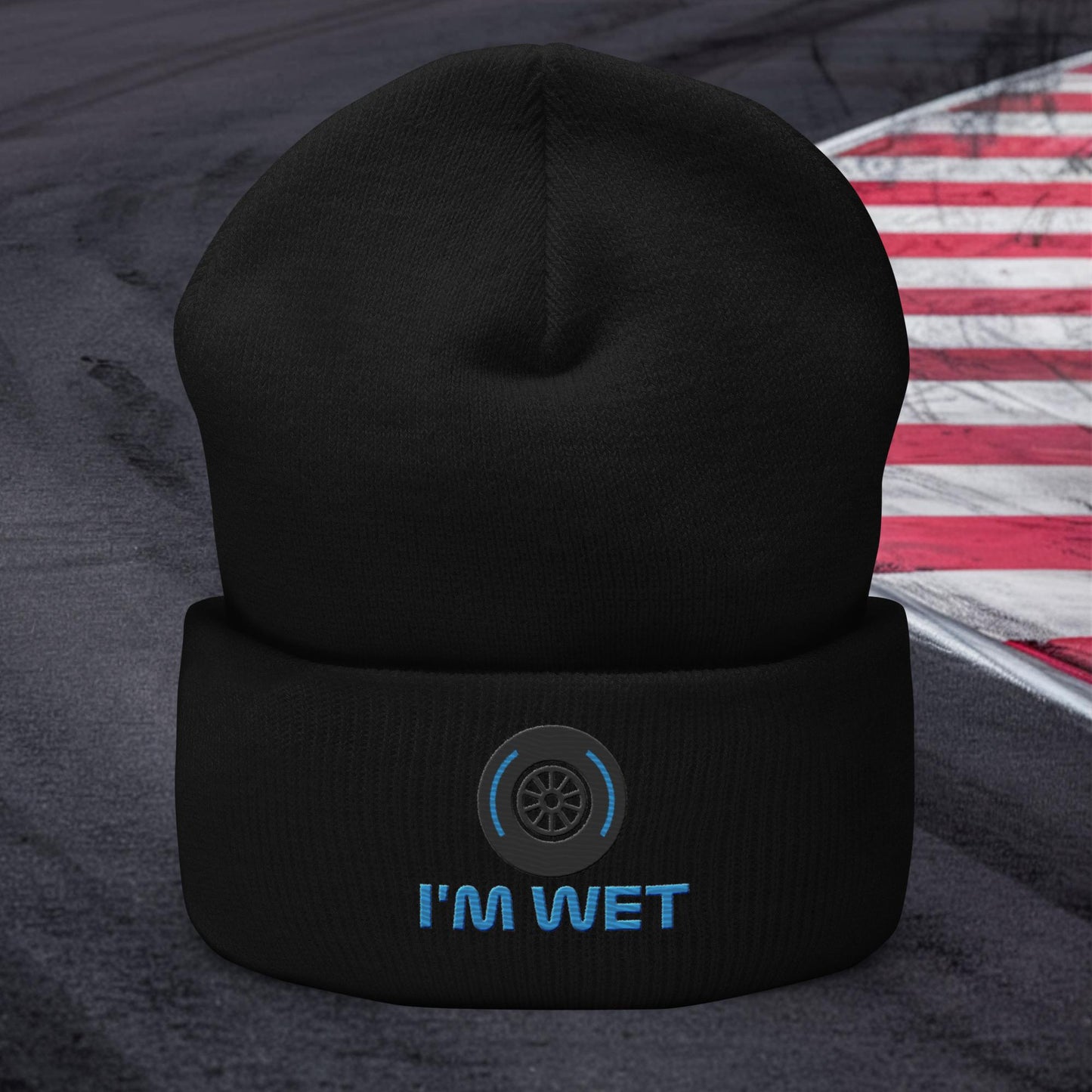 I'm Wet Tyres Funny F1 Cuffed Beanie Black Hats F1 Next Cult Brand