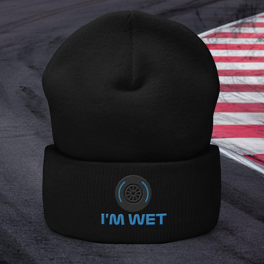 I'm Wet Tyres Funny F1 Cuffed Beanie Black Hats F1 Next Cult Brand
