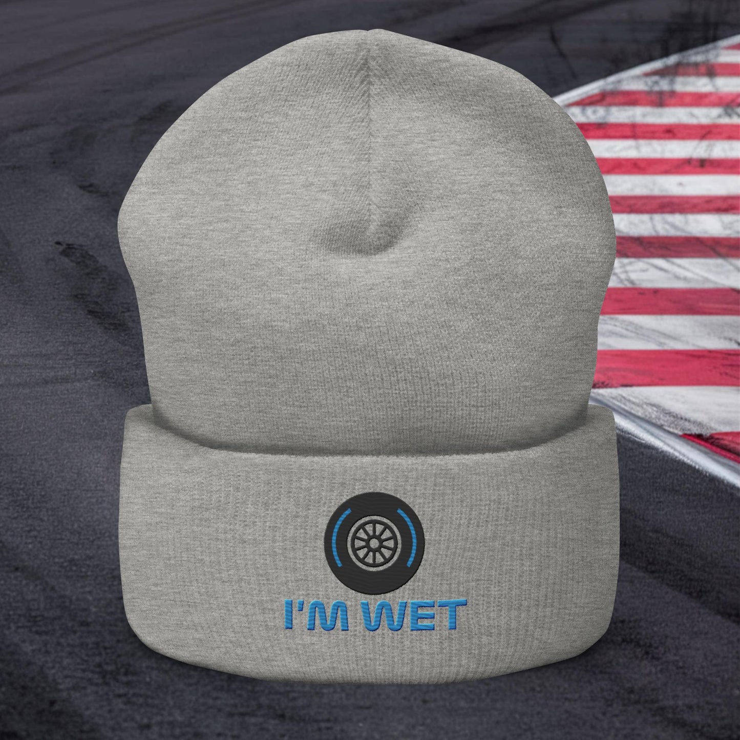 I'm Wet Tyres Funny F1 Cuffed Beanie Heather Grey Hats F1 Next Cult Brand
