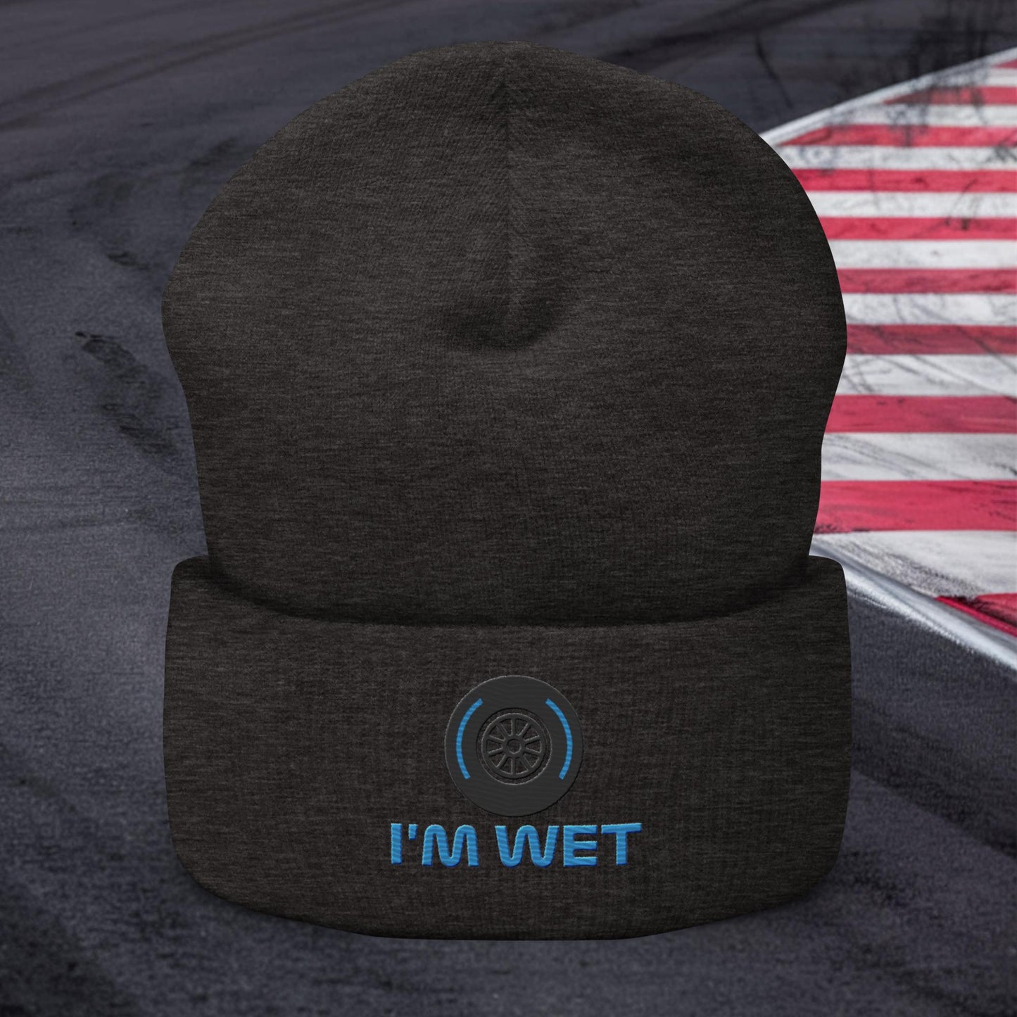 I'm Wet Tyres Funny F1 Cuffed Beanie Dark Grey Hats F1 Next Cult Brand
