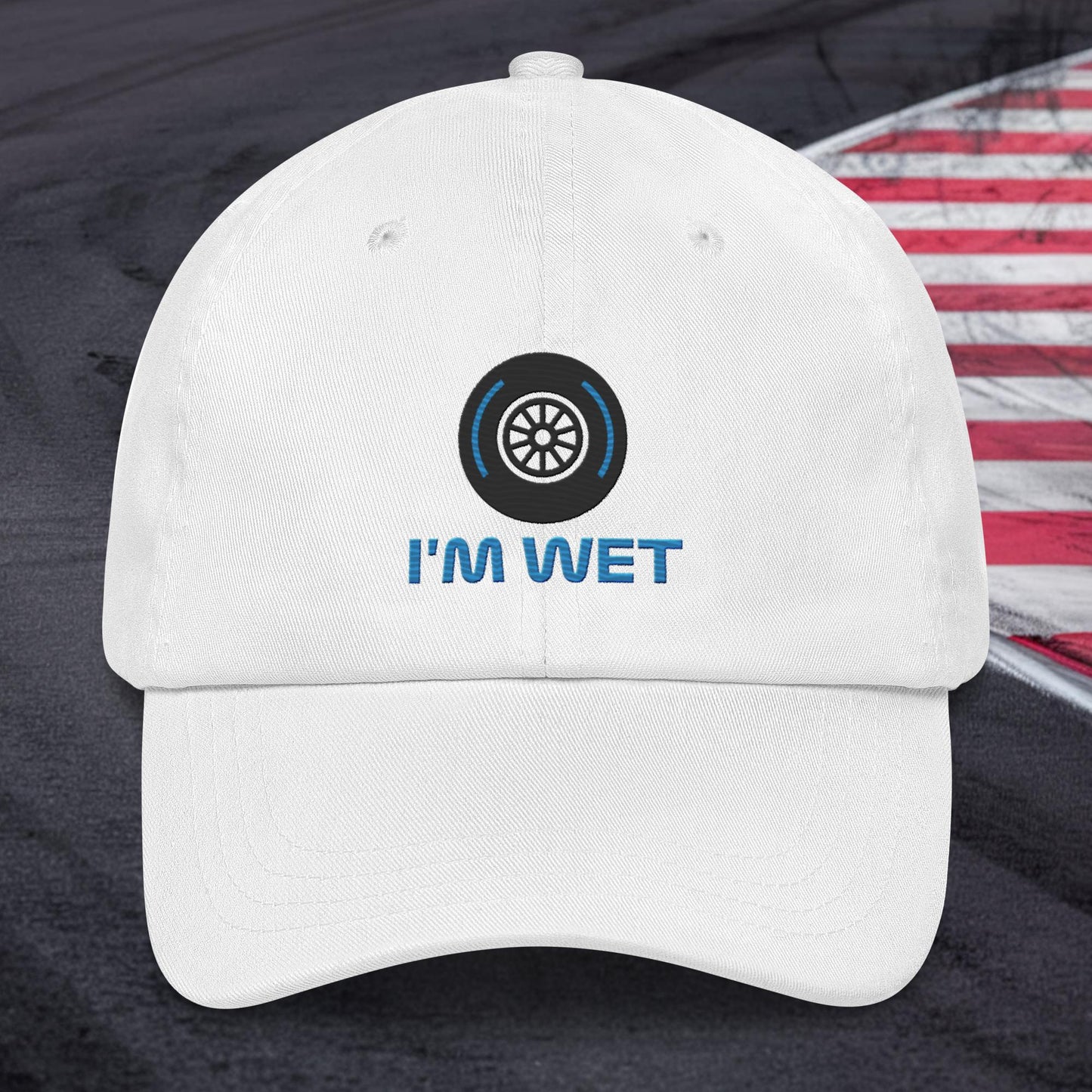I'm Wet Tyres Funny F1 Dad hat White Hats F1 Next Cult Brand