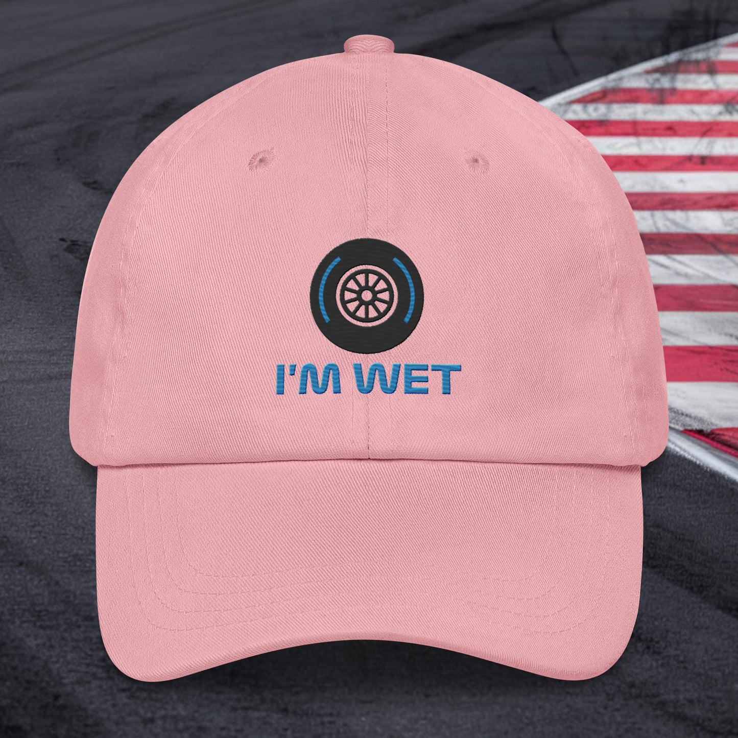 I'm Wet Tyres Funny F1 Dad hat Pink Hats F1 Next Cult Brand