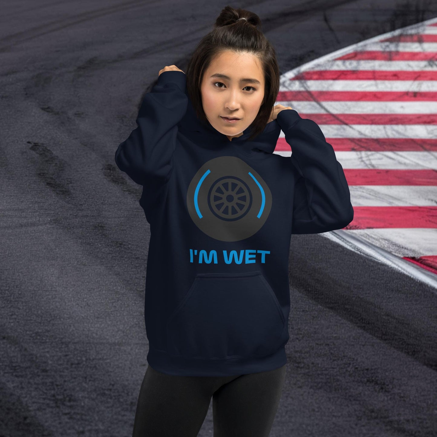 I'm Wet Tyres Funny F1 Unisex Hoodie Navy Hoodies F1 Next Cult Brand