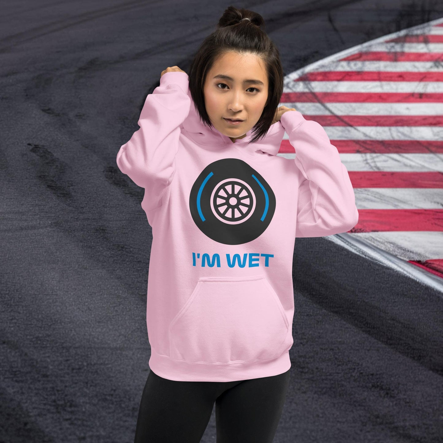 I'm Wet Tyres Funny F1 Unisex Hoodie Light Pink Hoodies F1 Next Cult Brand