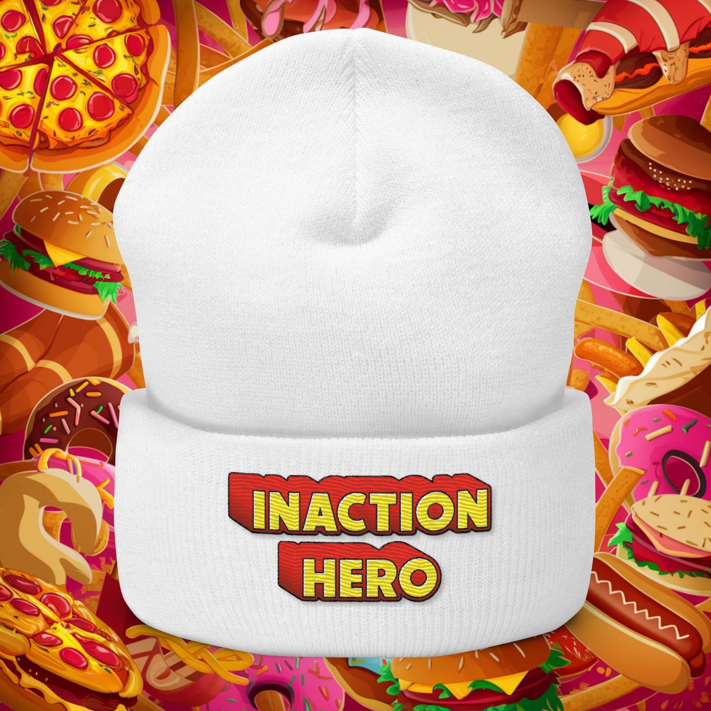 Inaction Hero Cuffed Beanie White Hats Superheroes Next Cult Brand