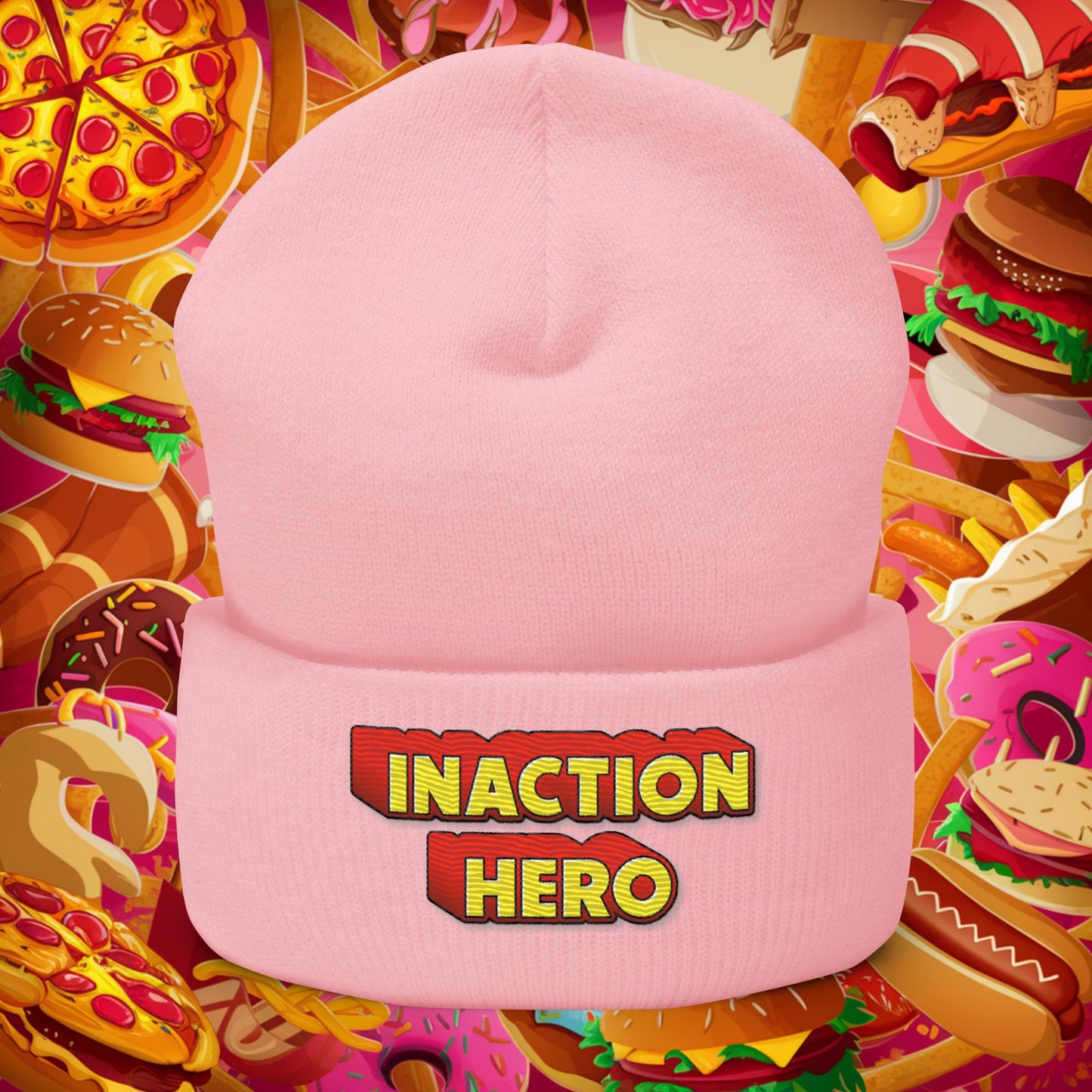 Inaction Hero Cuffed Beanie Baby Pink Hats Superheroes Next Cult Brand
