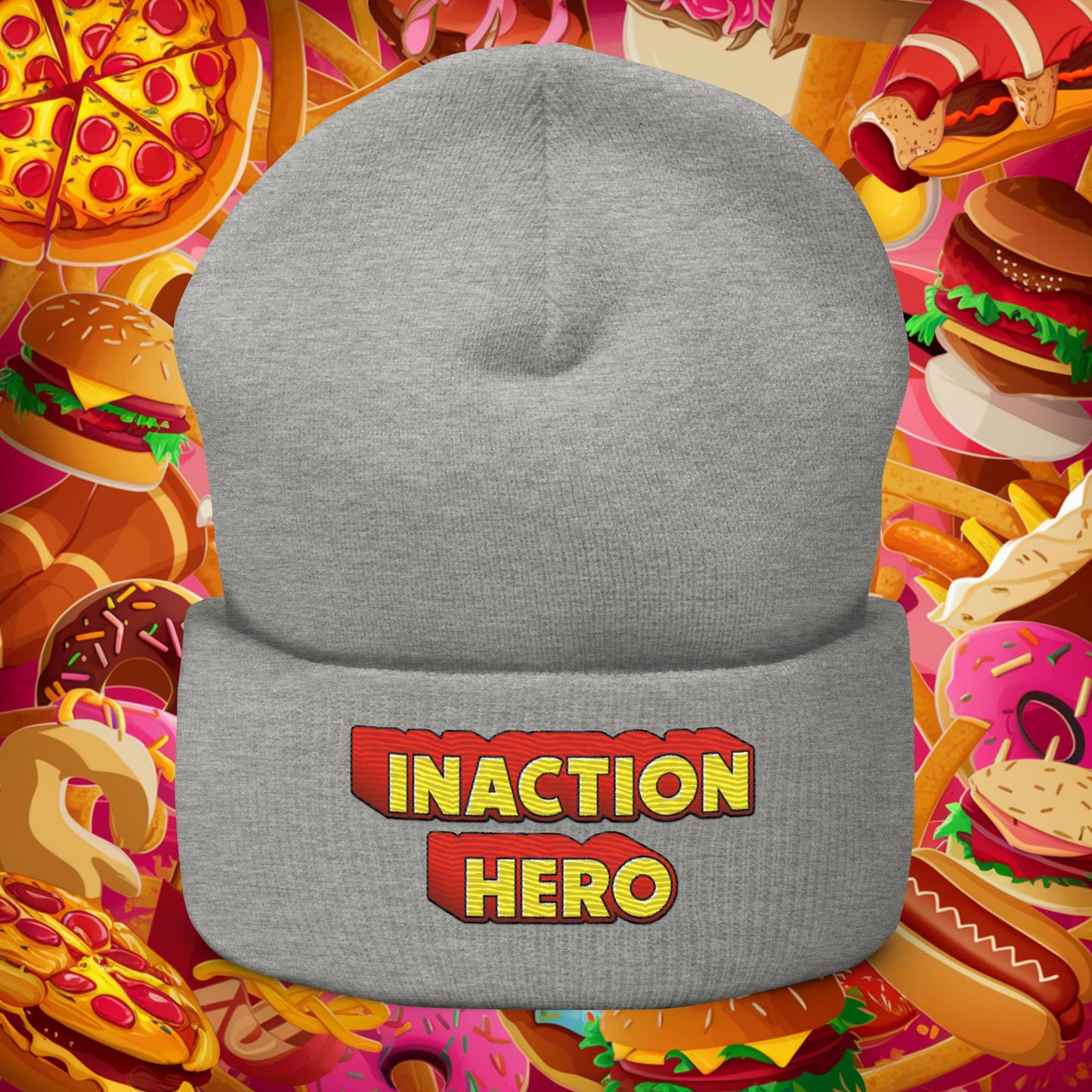 Inaction Hero Cuffed Beanie Heather Grey Hats Superheroes Next Cult Brand