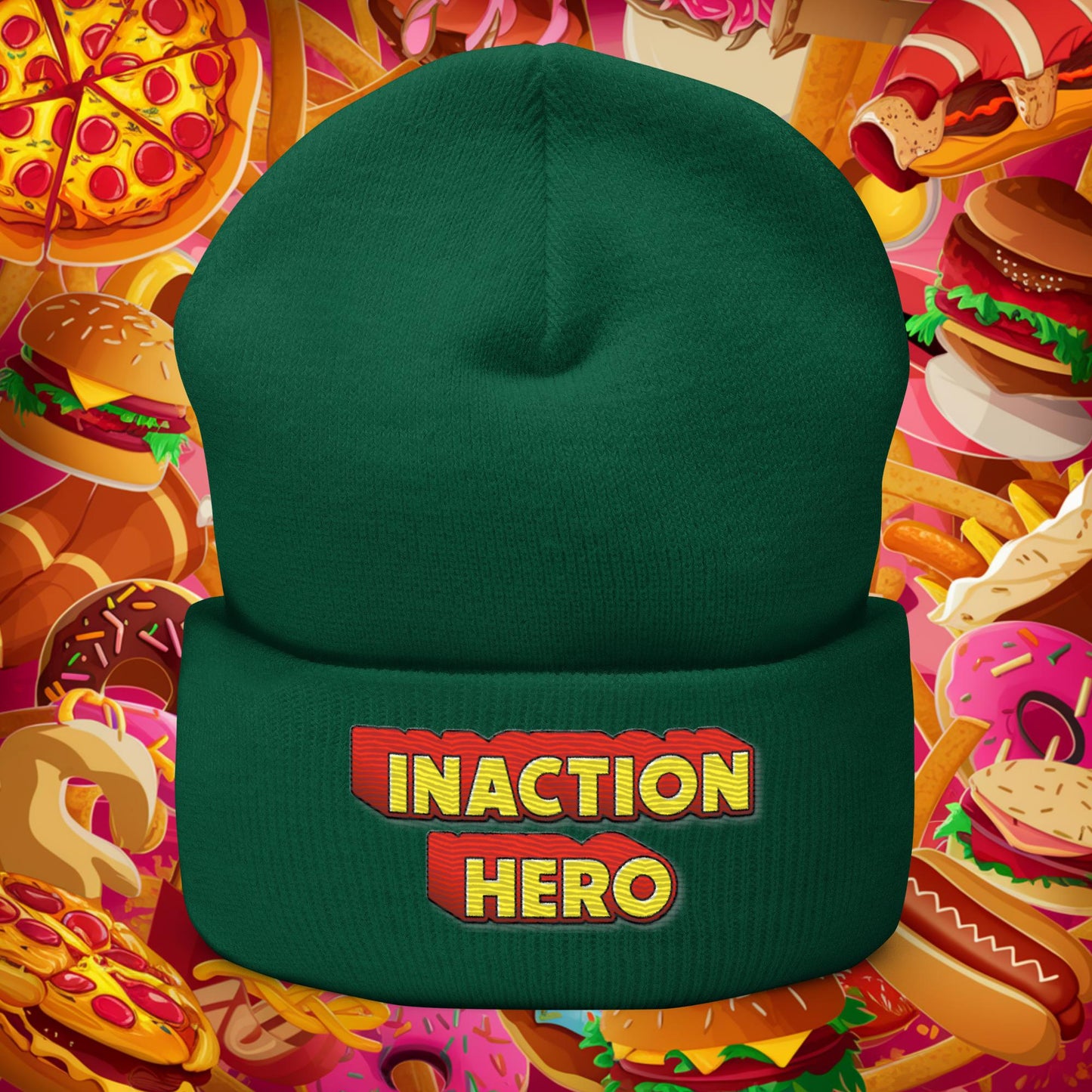 Inaction Hero Cuffed Beanie Spruce Hats Superheroes Next Cult Brand