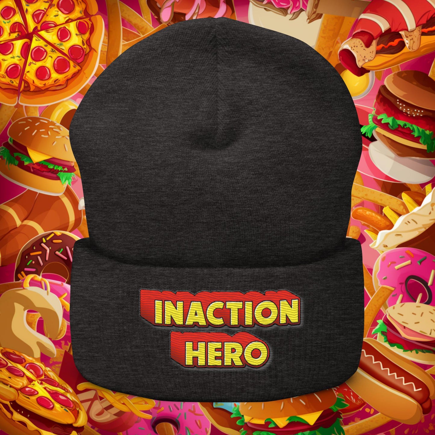 Inaction Hero Cuffed Beanie Dark Grey Hats Superheroes Next Cult Brand