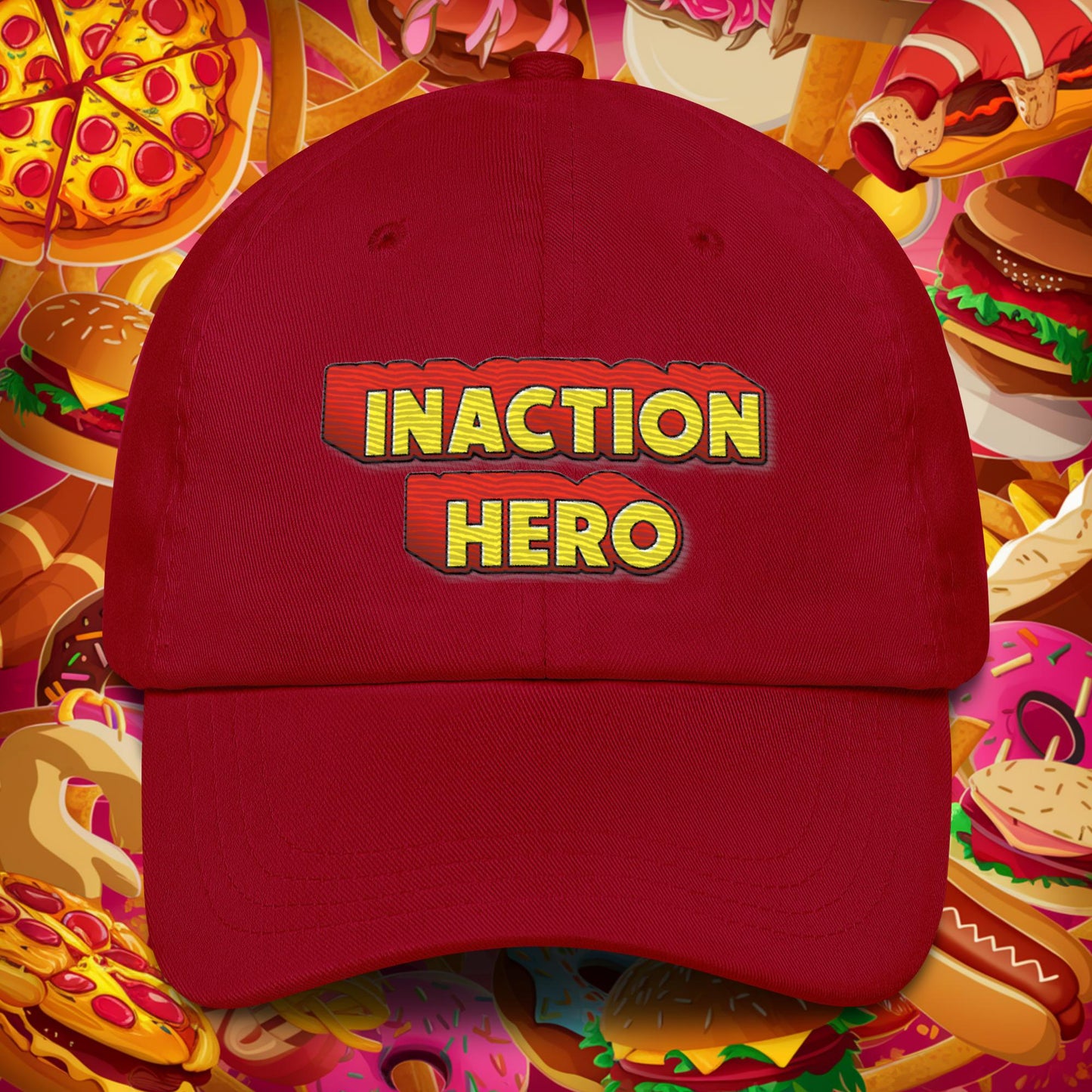 Inaction Hero Dad hat Cranberry Hats Superheroes Next Cult Brand