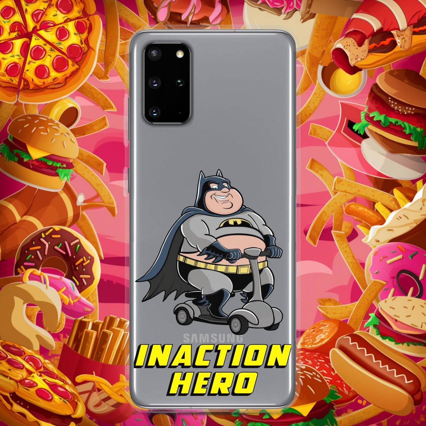 Inaction Hero Fatman Superhero Clear Case for Samsung Samsung Galaxy S20 Plus Mobile Phone Cases Batman Movies Superheroes Next Cult Brand