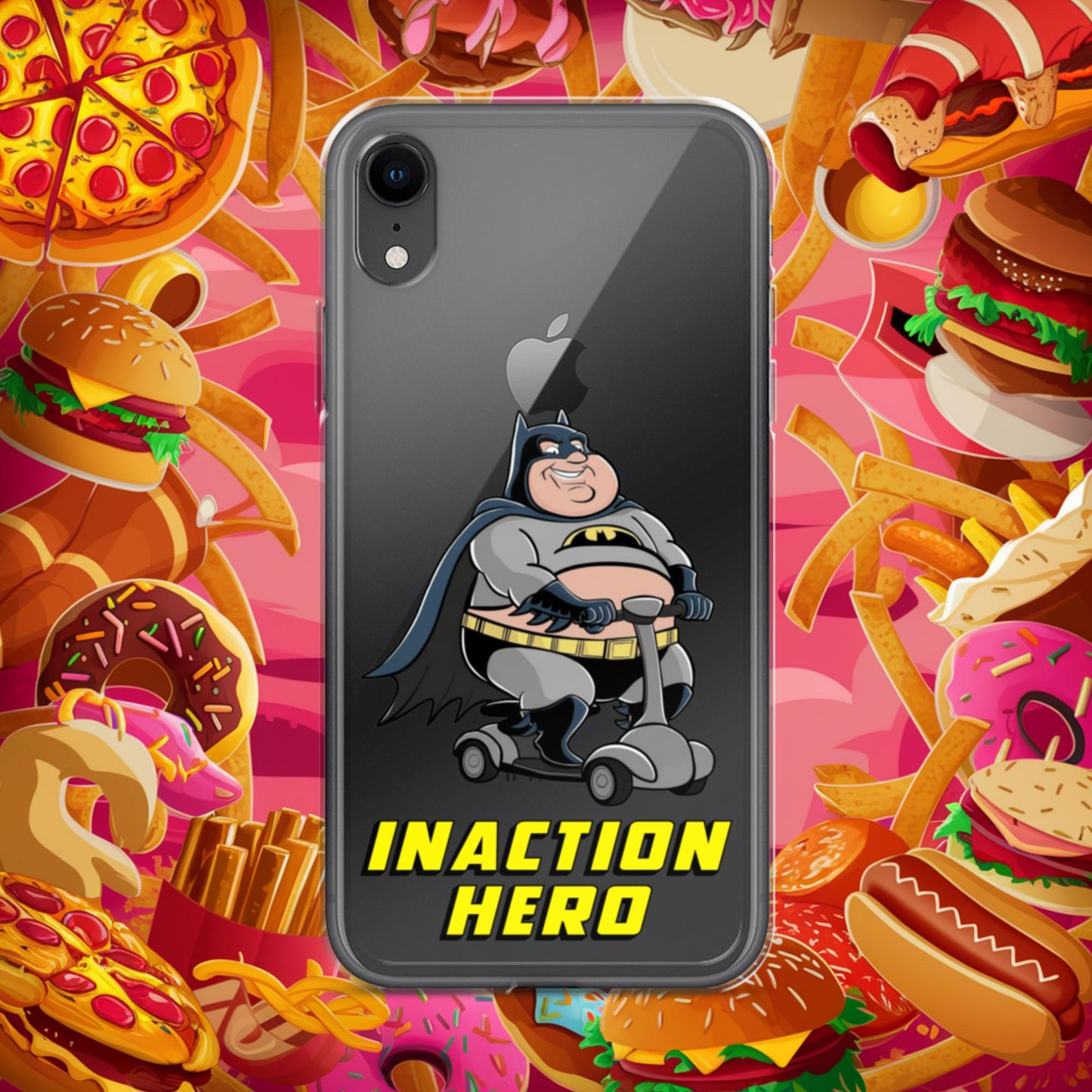 Inaction Hero Fatman Superhero Clear Case for iPhone iPhone XR Mobile Phone Cases Batman Movies Superheroes Next Cult Brand