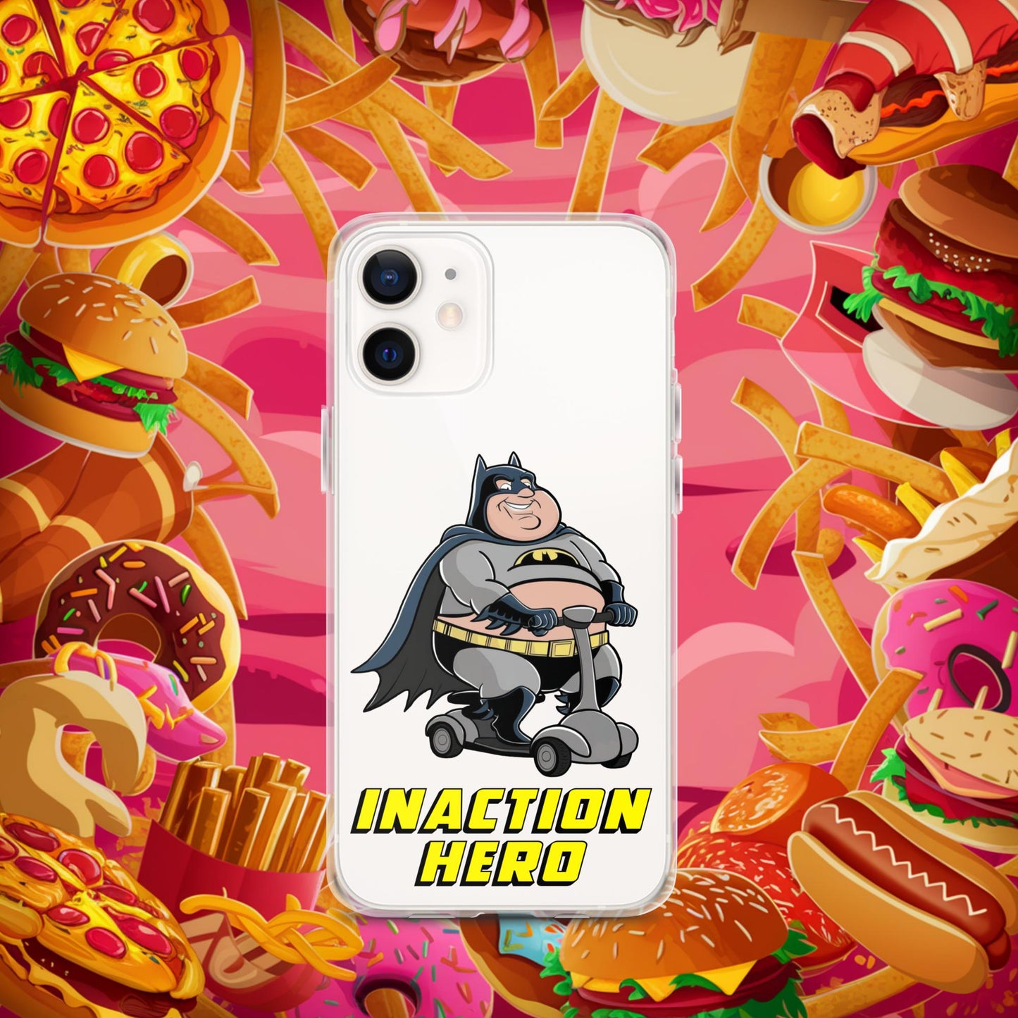 Inaction Hero Fatman Superhero Clear Case for iPhone iPhone 12 mini Mobile Phone Cases Batman Movies Superheroes Next Cult Brand