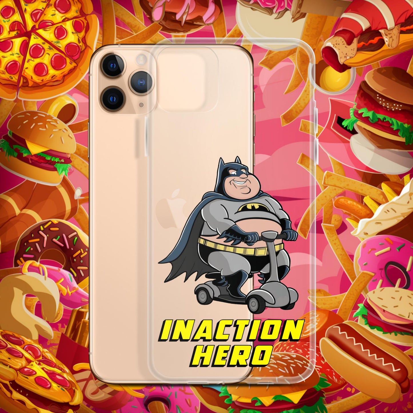 Inaction Hero Fatman Superhero Clear Case for iPhone iPhone 11 Pro Max Mobile Phone Cases Batman Movies Superheroes Next Cult Brand