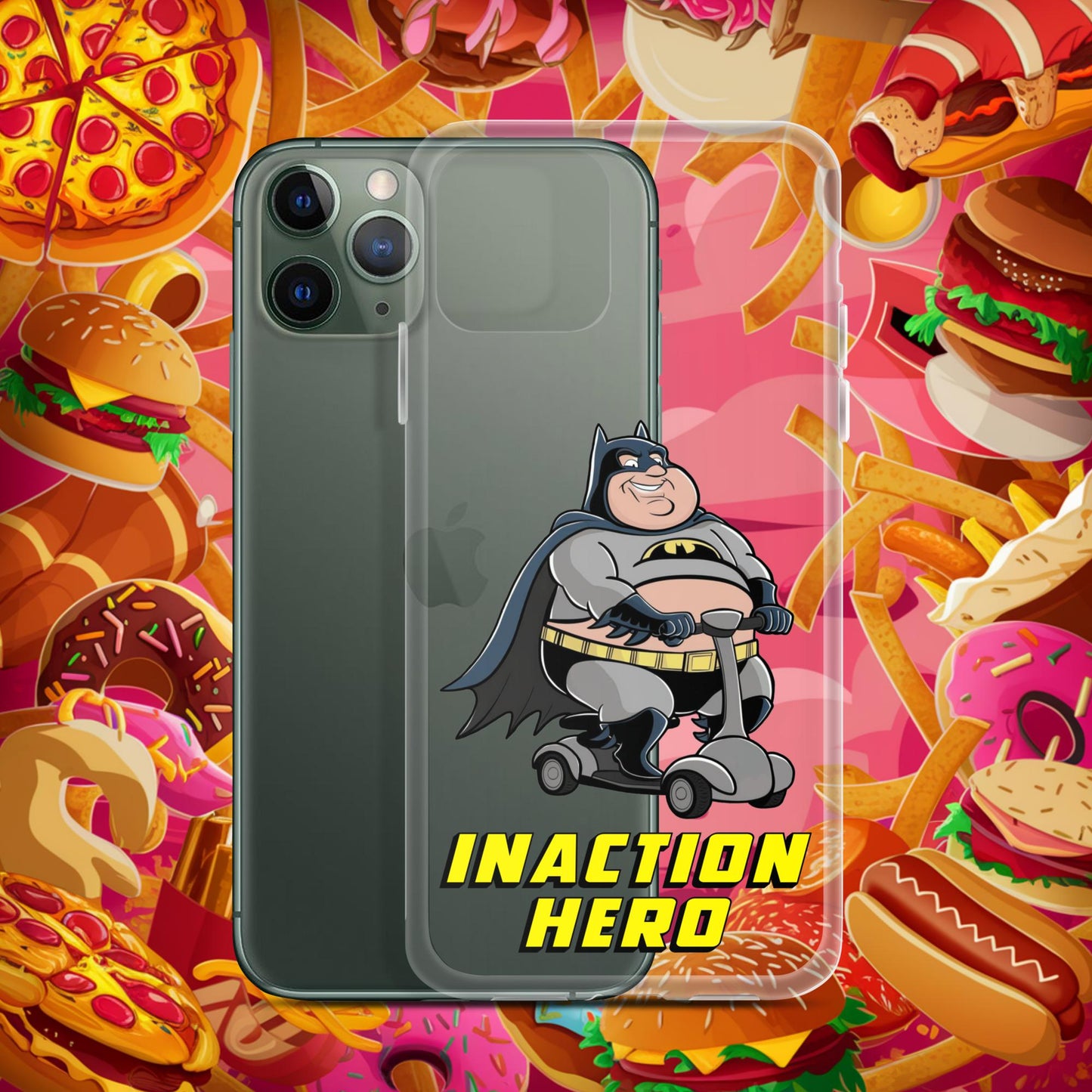 Inaction Hero Fatman Superhero Clear Case for iPhone iPhone 11 Pro Mobile Phone Cases Batman Movies Superheroes Next Cult Brand