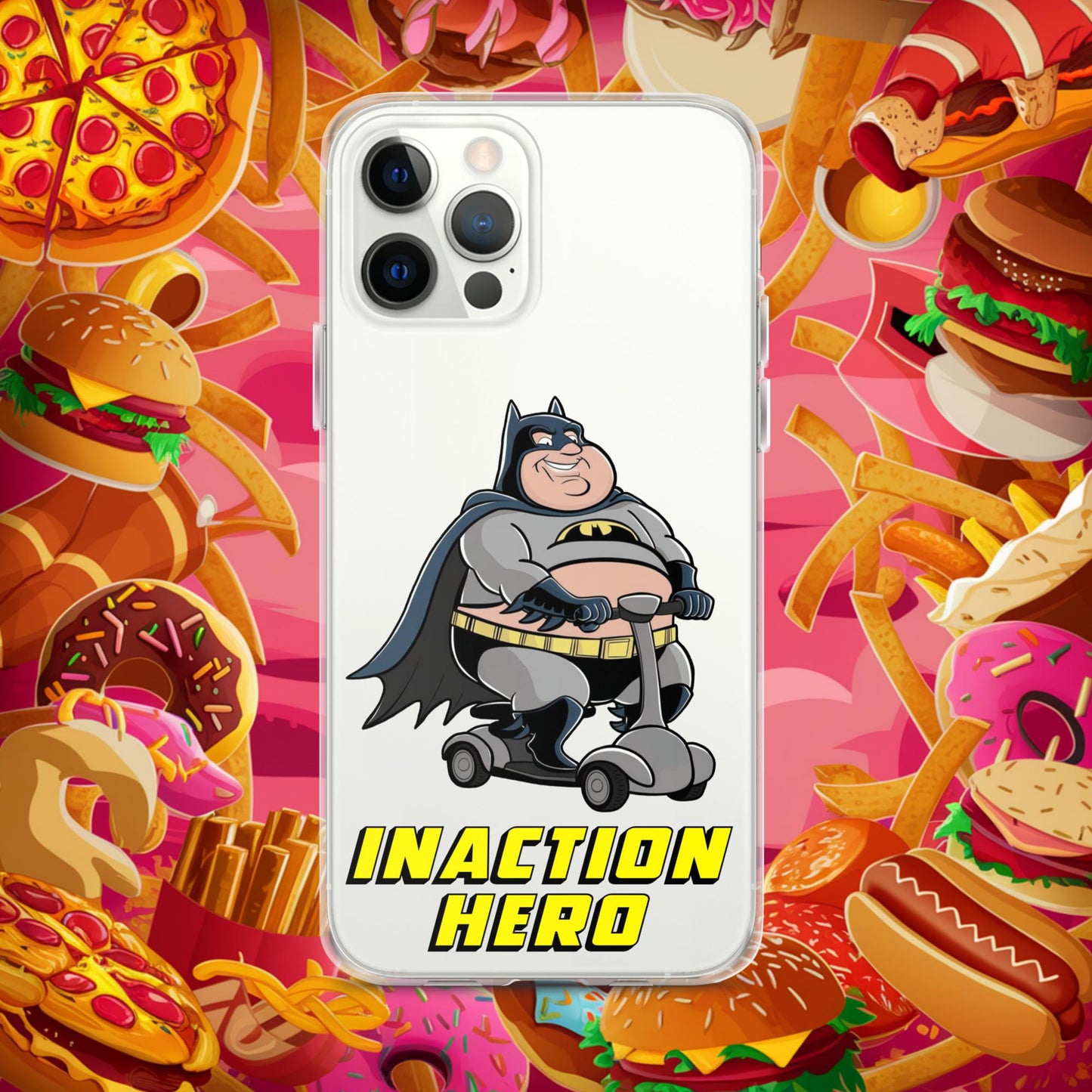Inaction Hero Fatman Superhero Clear Case for iPhone iPhone 12 Pro Max Mobile Phone Cases Batman Movies Superheroes Next Cult Brand