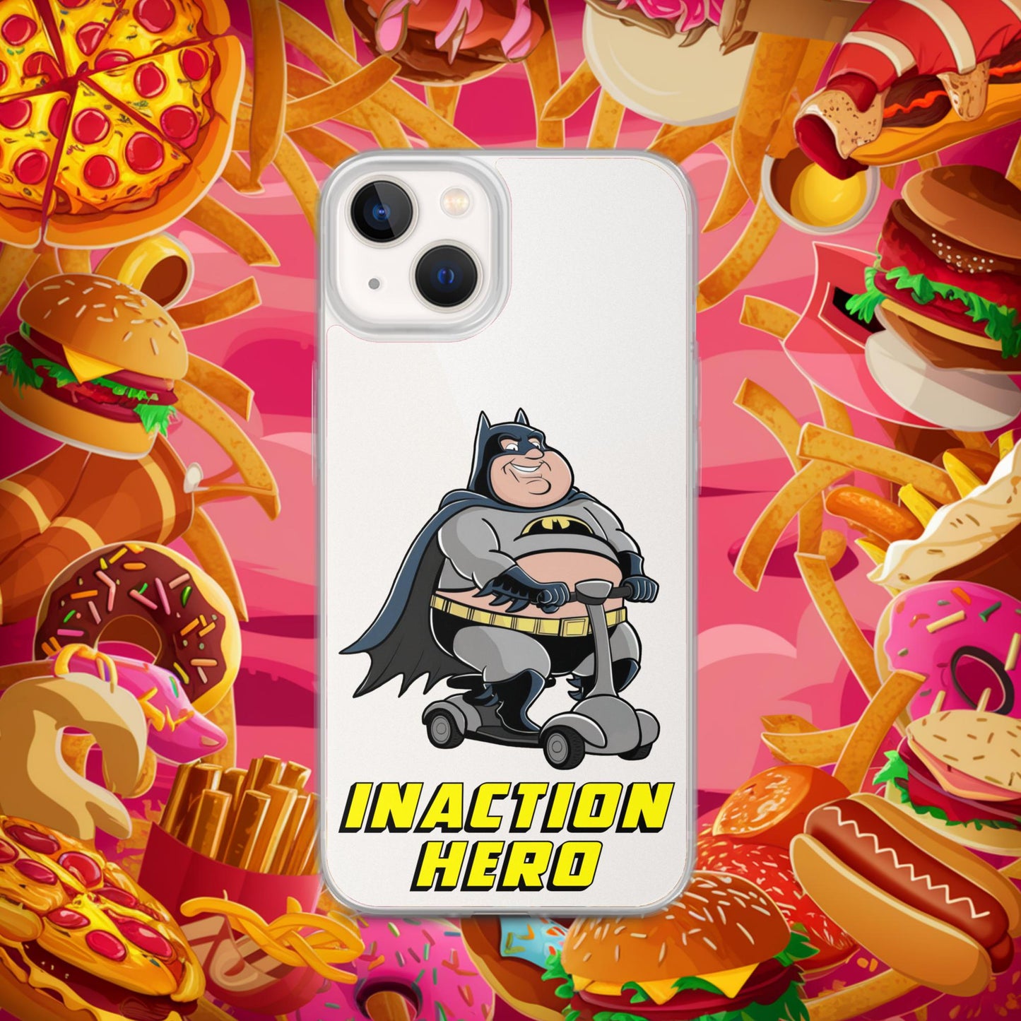 Inaction Hero Fatman Superhero Clear Case for iPhone iPhone 13 Mobile Phone Cases Batman Movies Superheroes Next Cult Brand