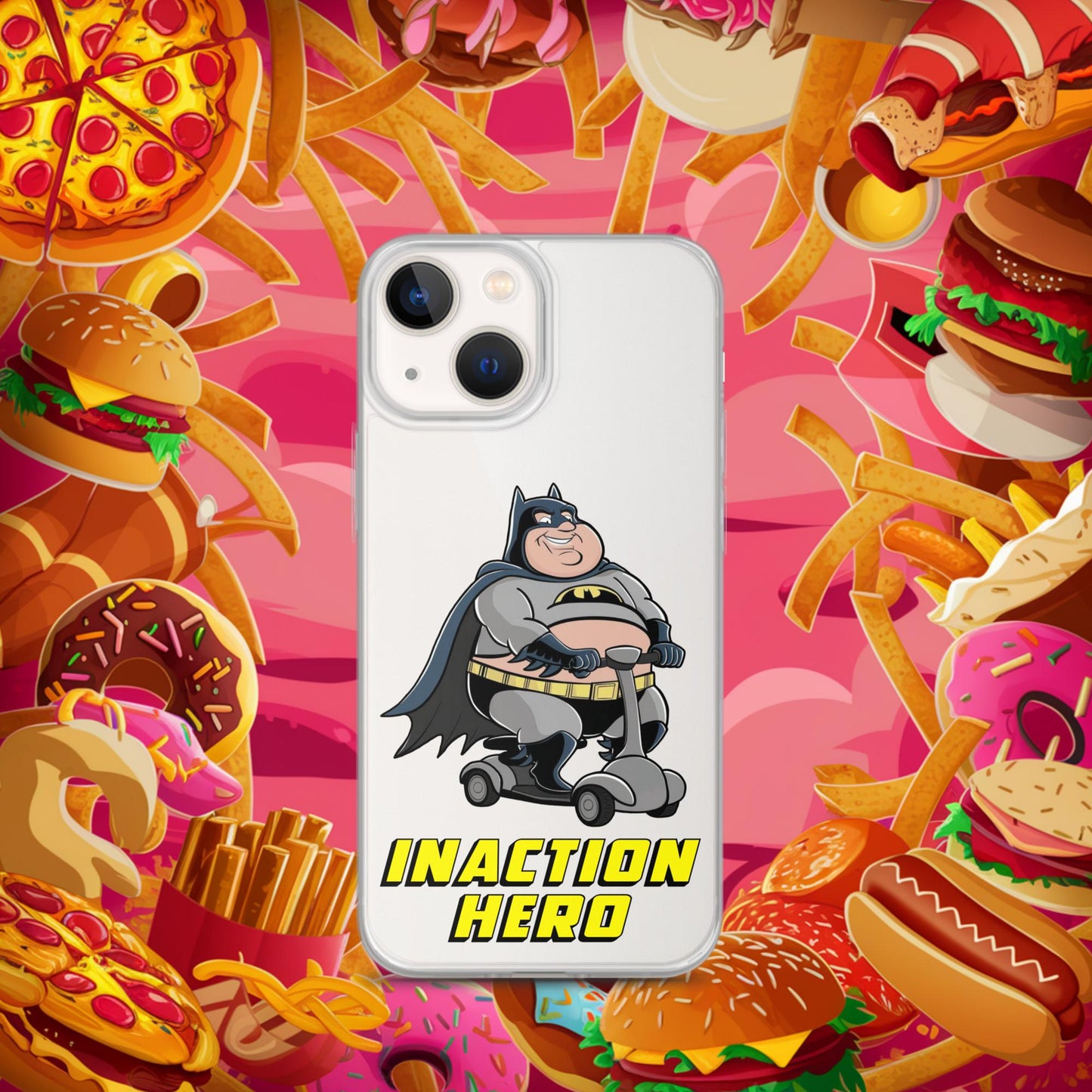 Inaction Hero Fatman Superhero Clear Case for iPhone iPhone 13 mini Mobile Phone Cases Batman Movies Superheroes Next Cult Brand
