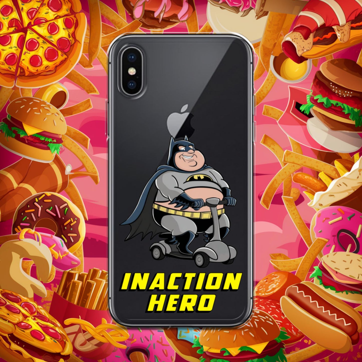 Inaction Hero Fatman Superhero Clear Case for iPhone iPhone X XS Mobile Phone Cases Batman Movies Superheroes Next Cult Brand