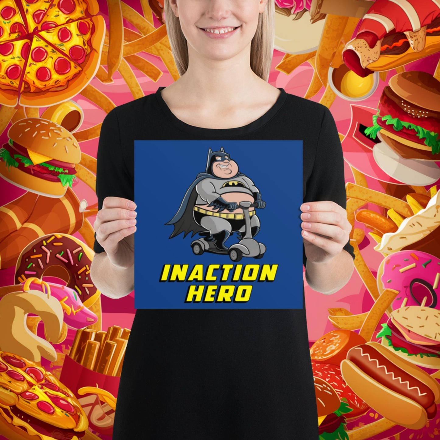Inaction Hero Fatman Superhero Poster 10″×10″ Posters Batman Movies Superheroes Next Cult Brand