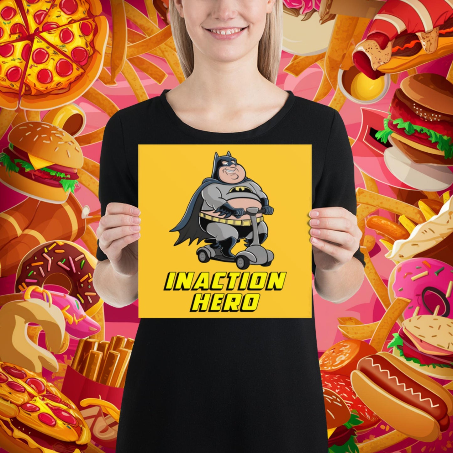 Inaction Hero Fatman Superhero Poster 10″×10″ Posters Batman Movies Superheroes Next Cult Brand