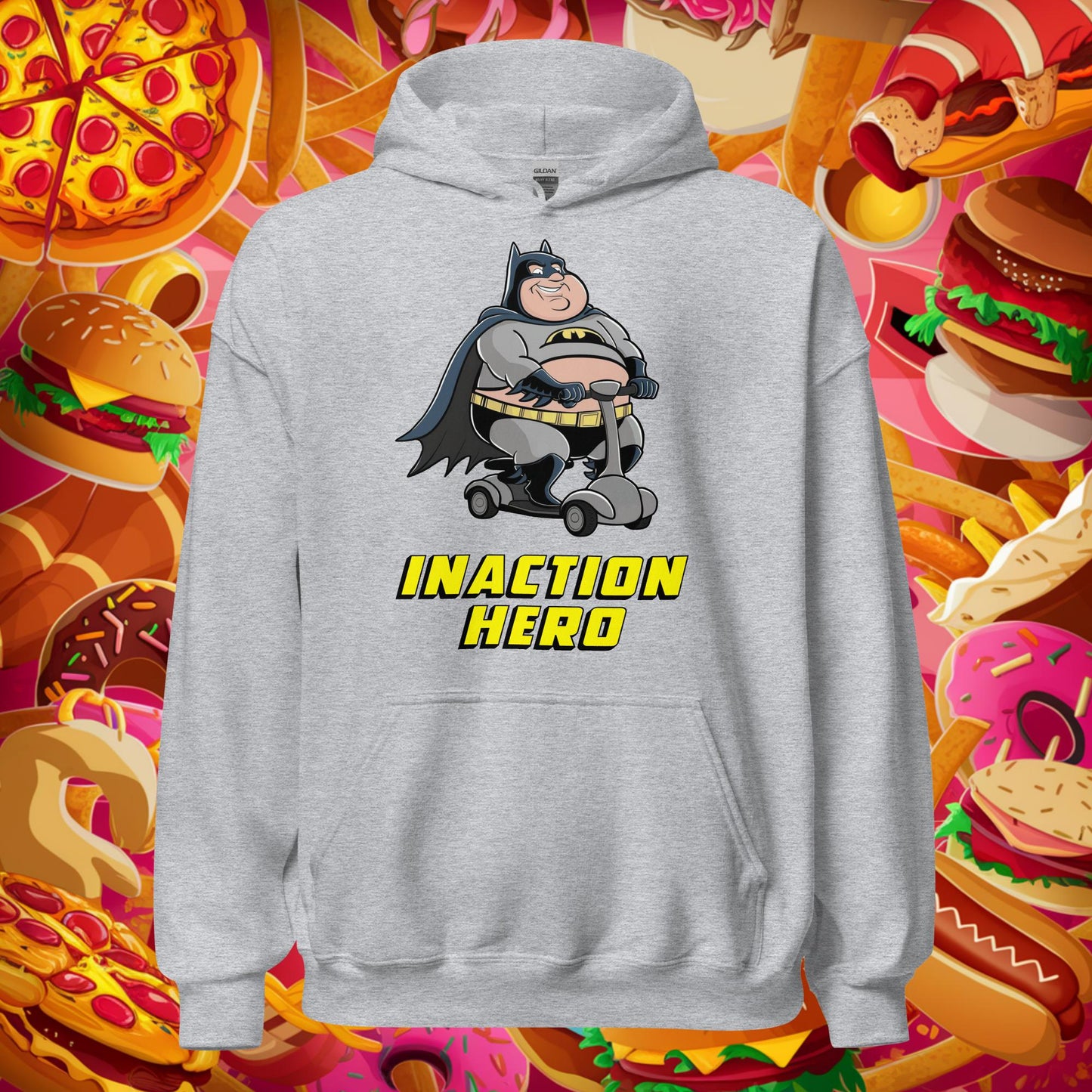 Inaction Hero Fatman Superhero Unisex Hoodie Sport Grey Hoodies Batman Movies Superheroes Next Cult Brand