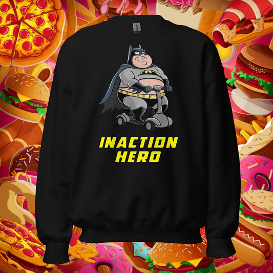Inaction Hero Fatman Superhero Unisex Sweatshirt Black Sweatshirts Batman Justice League Movies Superheroes Next Cult Brand