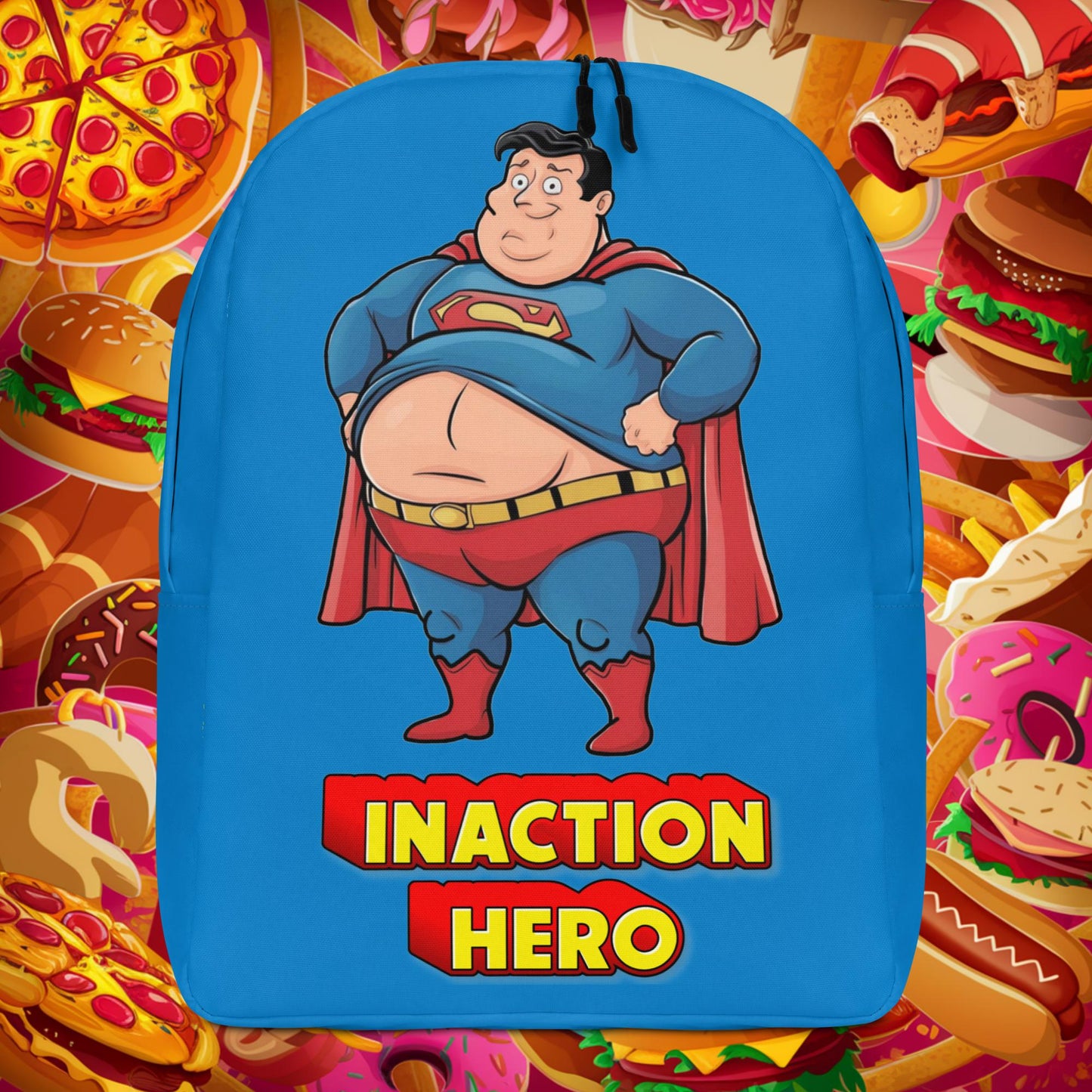 Inaction Hero Funny Fat Superhero Backpack Default Title Bags Movies Superheroes Superman Next Cult Brand