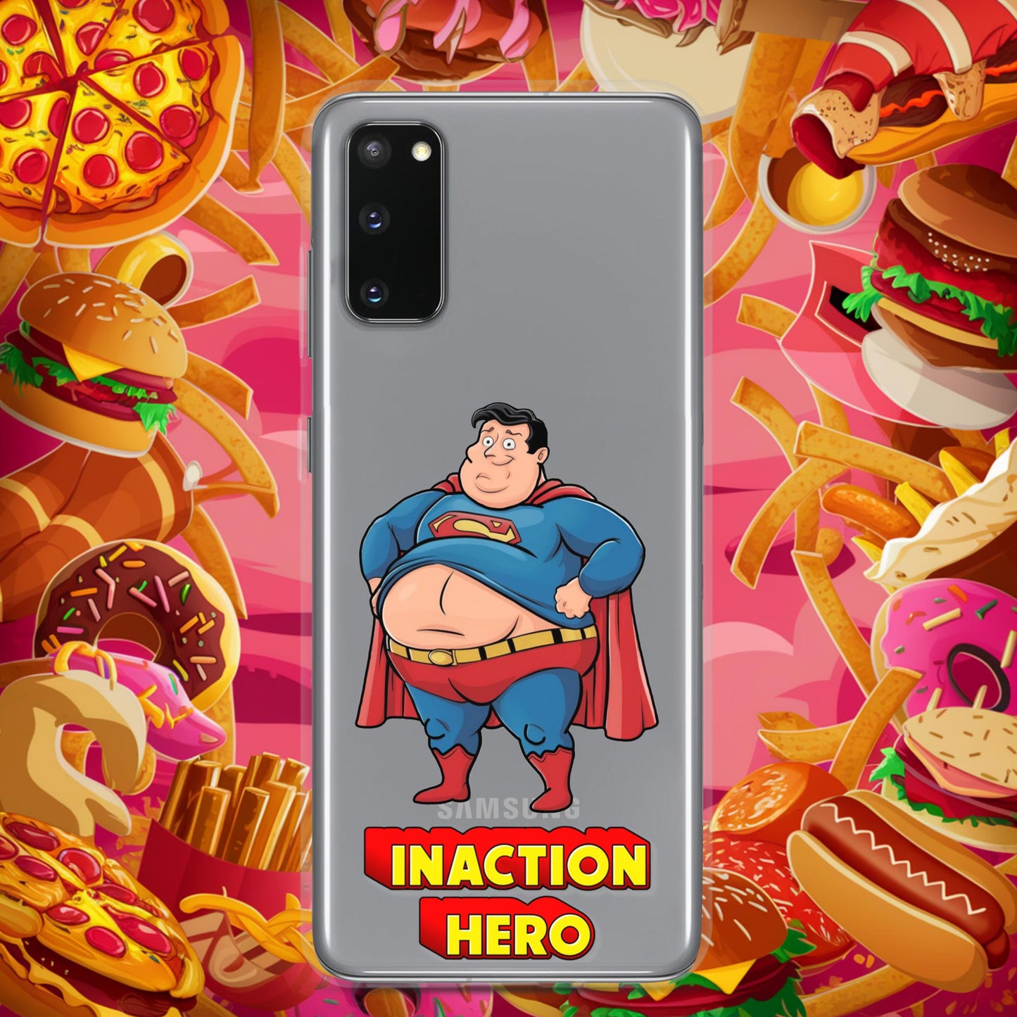 Inaction Hero Funny Fat Superhero Clear Case for Samsung Samsung Galaxy S20 Mobile Phone Cases Movies Superheroes Superman Next Cult Brand