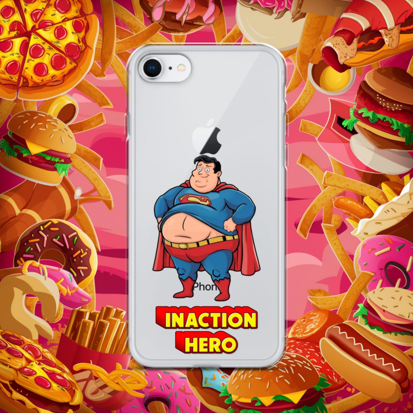 Inaction Hero Funny Fat Superhero Clear Case for iPhone iPhone 7 8 Mobile Phone Cases Movies Superheroes Superman Next Cult Brand