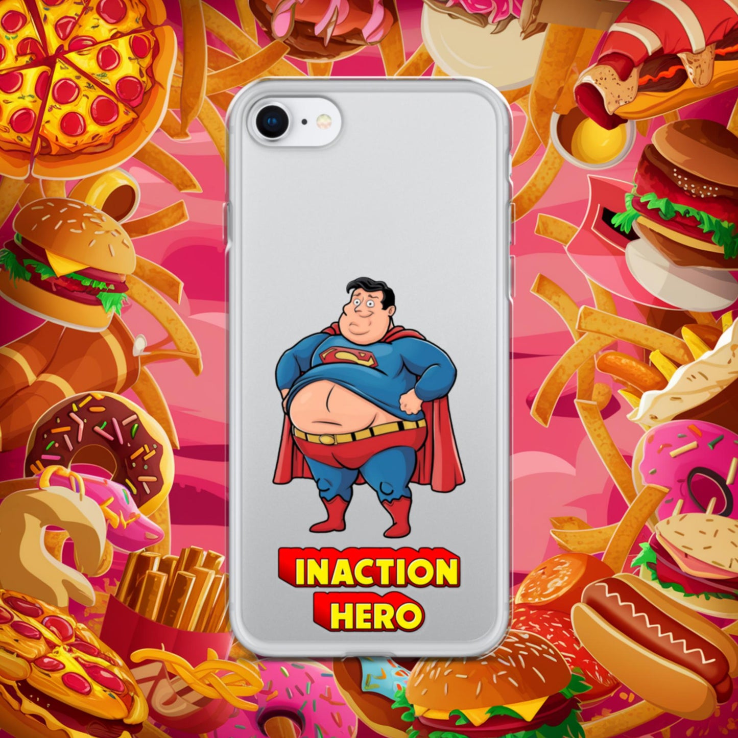 Inaction Hero Funny Fat Superhero Clear Case for iPhone iPhone SE Mobile Phone Cases Movies Superheroes Superman Next Cult Brand