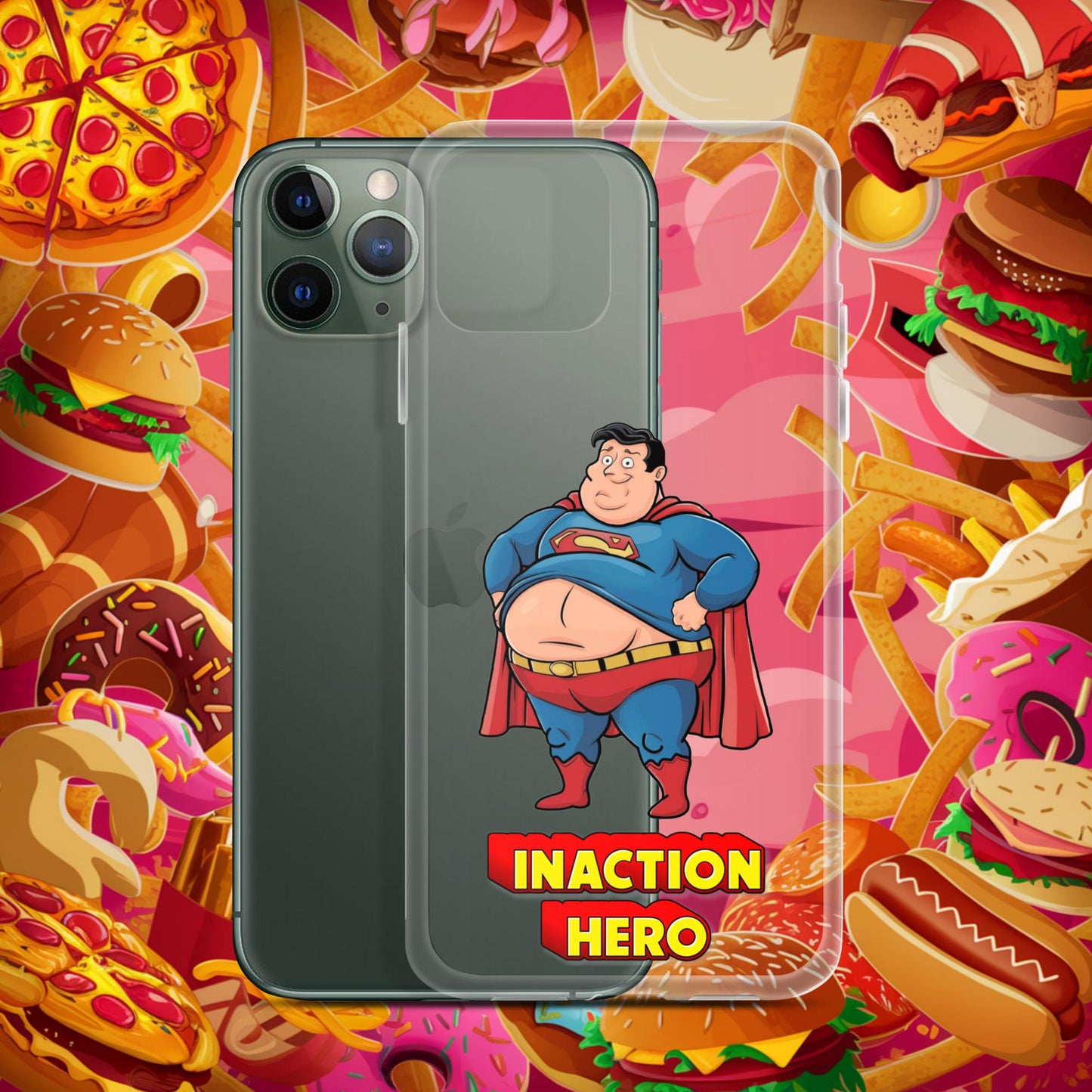 Inaction Hero Funny Fat Superhero Clear Case for iPhone iPhone 11 Pro Mobile Phone Cases Movies Superheroes Superman Next Cult Brand