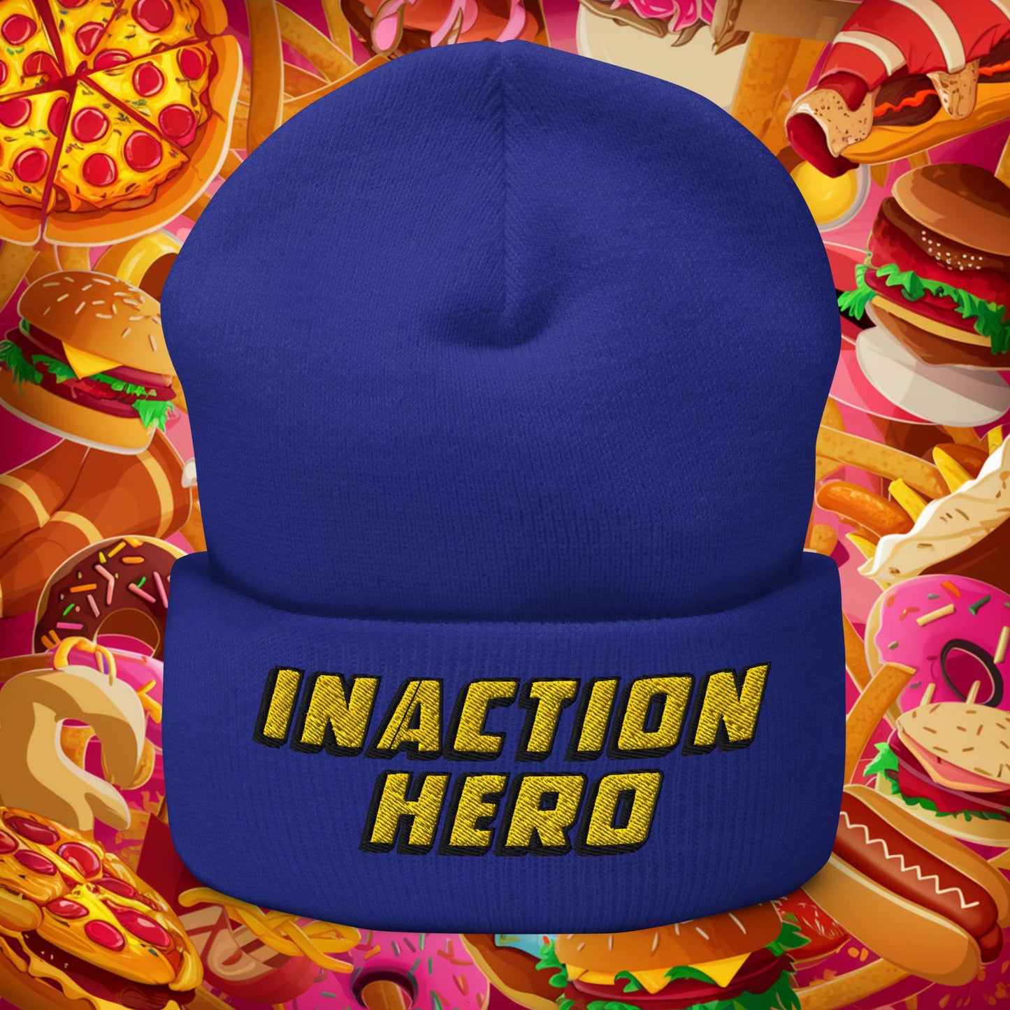 Inaction Hero Lazy Superhero Cuffed Beanie Royal Hats Superheroes Next Cult Brand