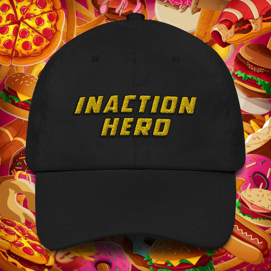 Inaction Hero Lazy Superhero Dad hat Black Hats Superheroes Next Cult Brand