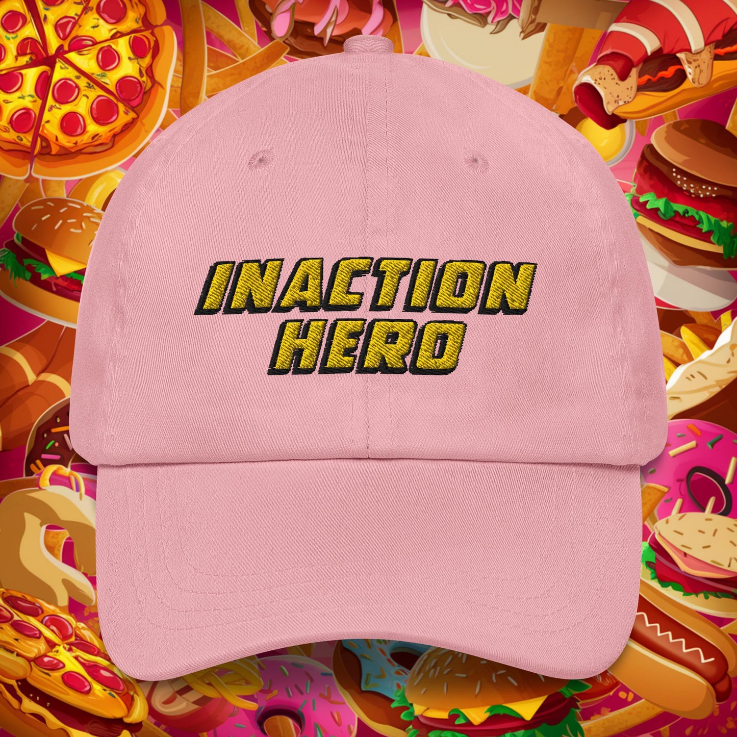 Inaction Hero Lazy Superhero Dad hat Pink Hats Superheroes Next Cult Brand