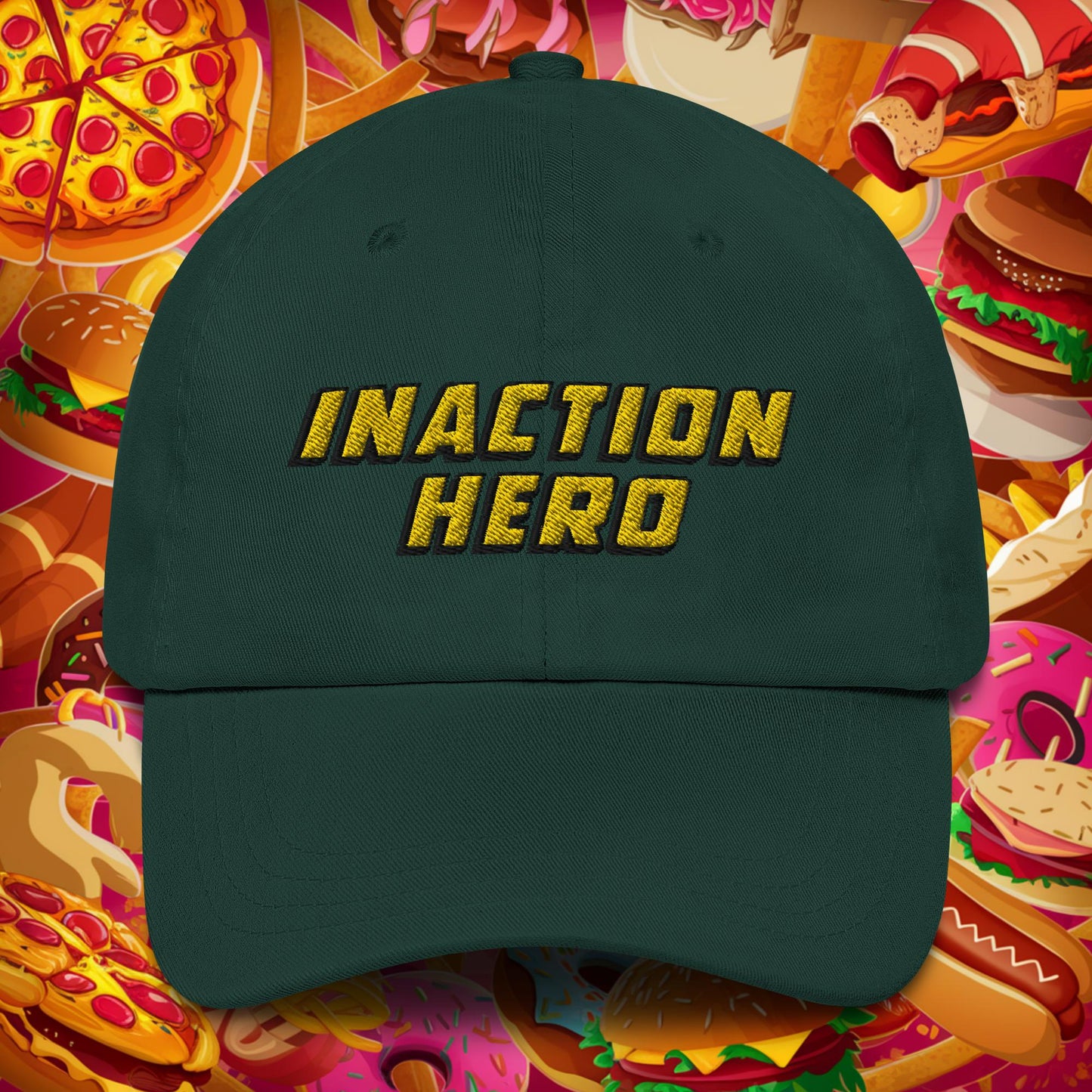Inaction Hero Lazy Superhero Dad hat Spruce Hats Superheroes Next Cult Brand