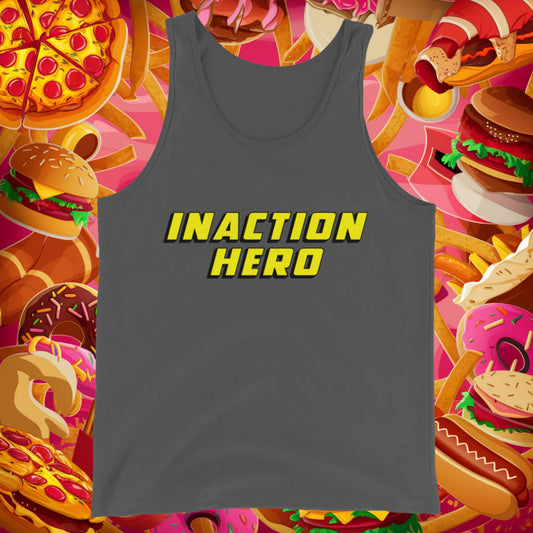 Inaction Hero Lazy Superhero Tank Top Asphalt Tank Tops Superheroes Next Cult Brand
