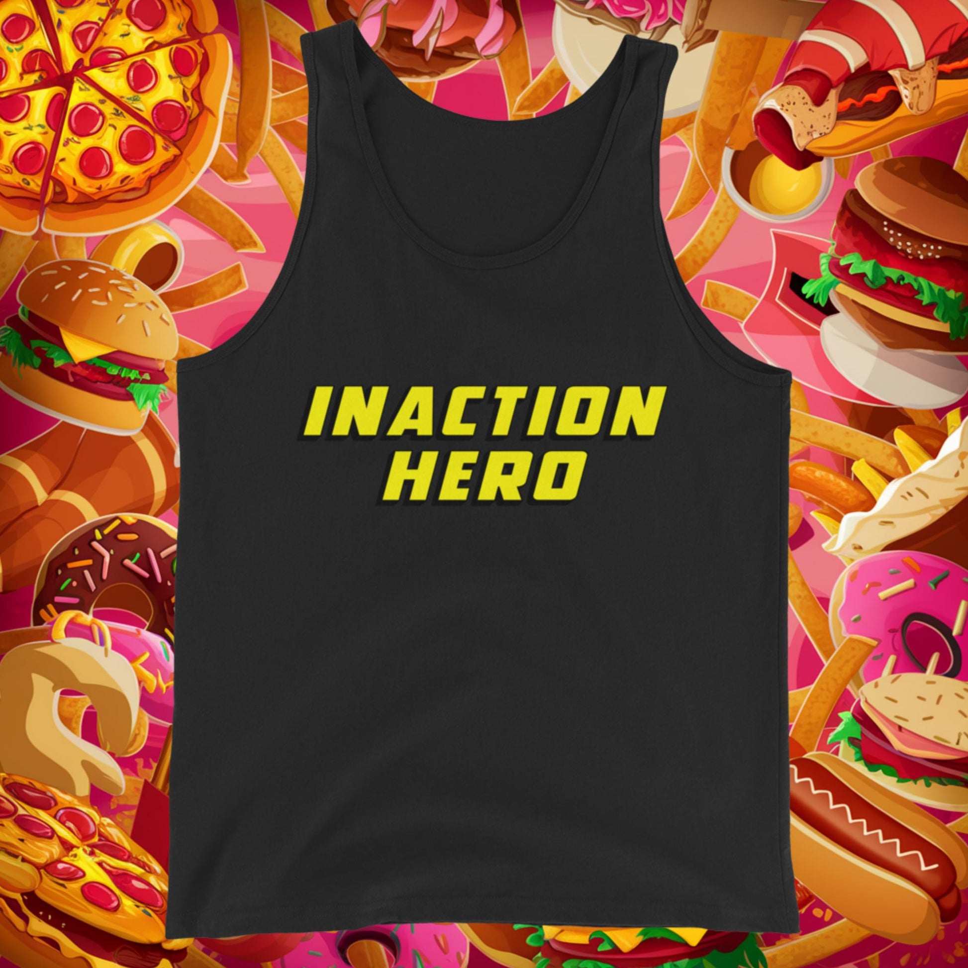 Inaction Hero Lazy Superhero Tank Top Black Tank Tops Superheroes Next Cult Brand