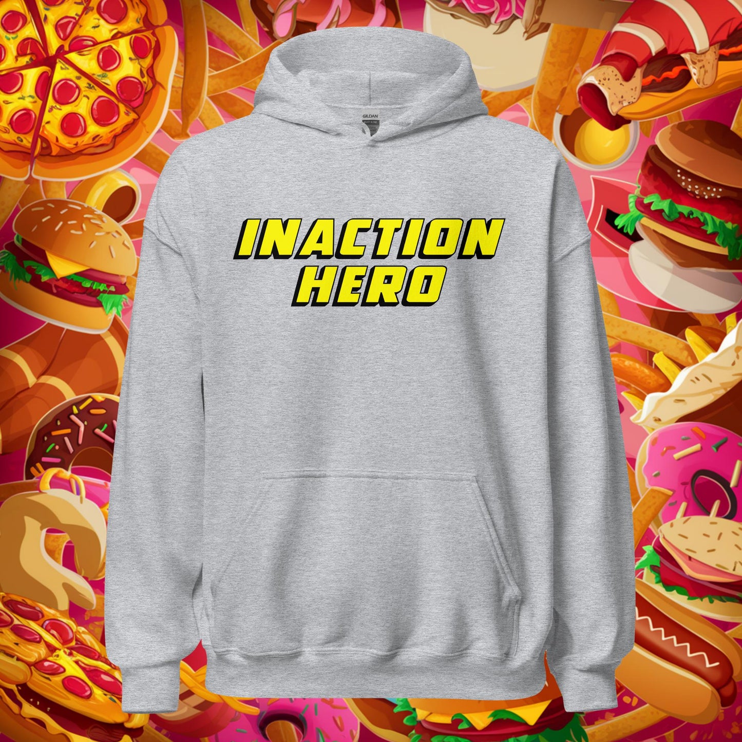 Inaction Hero Lazy Superhero Unisex Hoodie Sport Grey Hoodies Superheroes Next Cult Brand