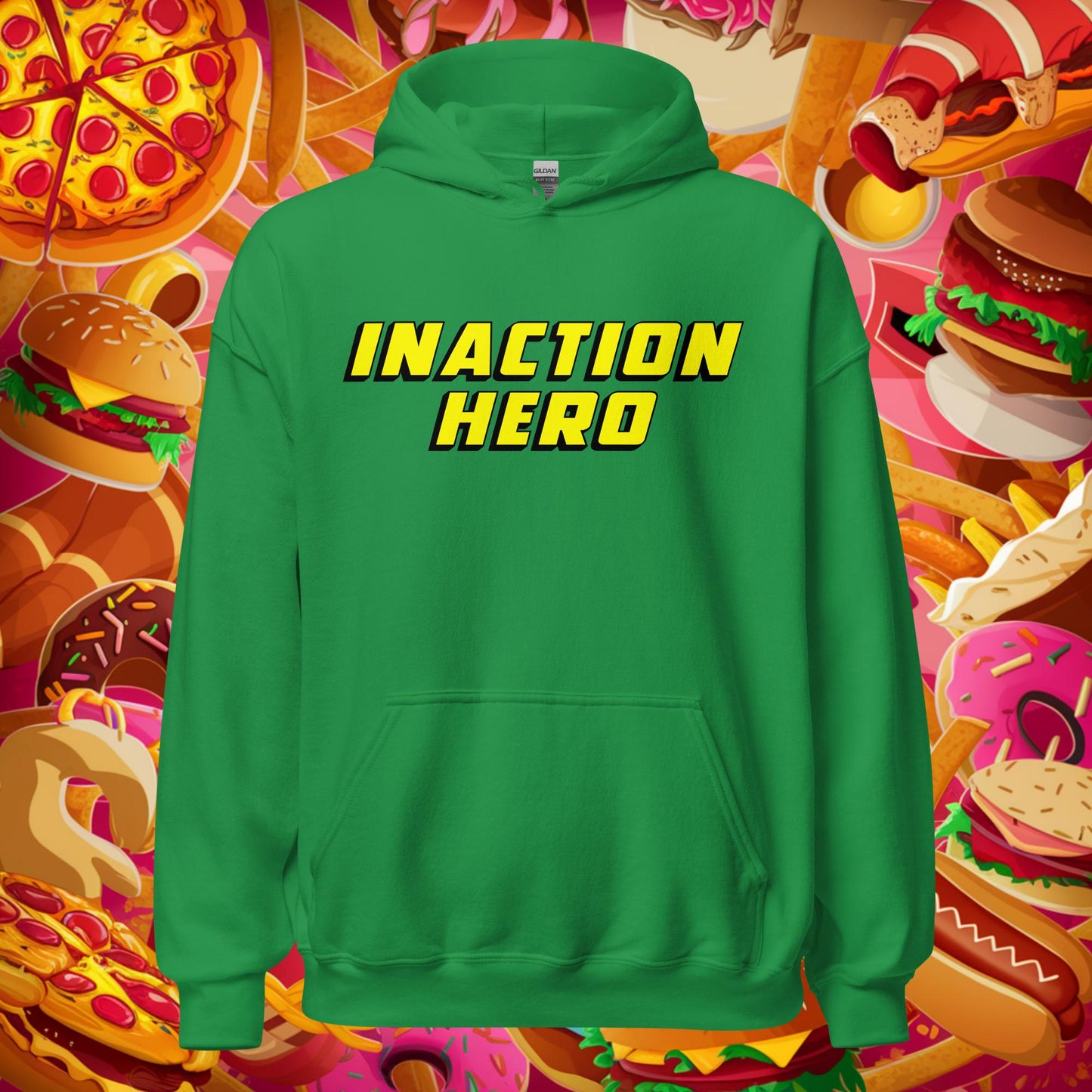 Inaction Hero Lazy Superhero Unisex Hoodie Irish Green Hoodies Superheroes Next Cult Brand