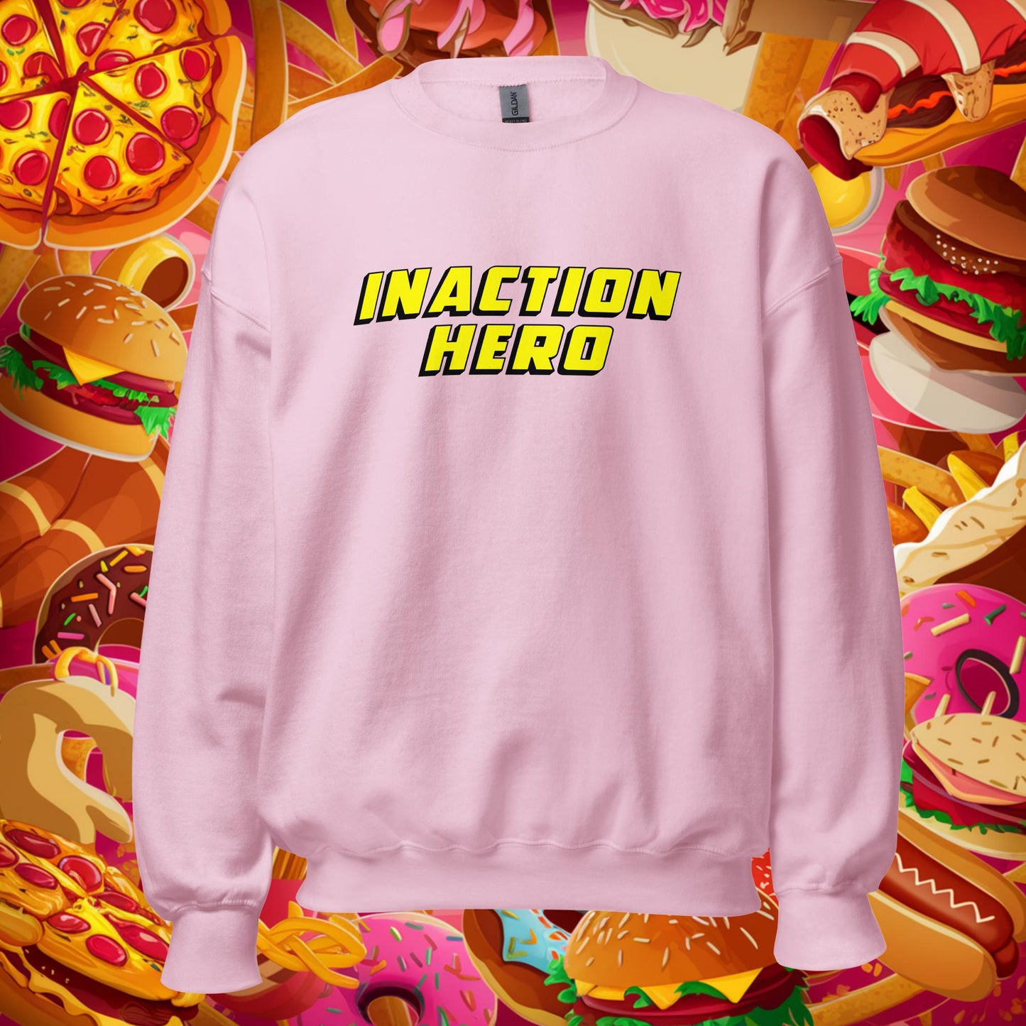 Inaction Hero Lazy Superhero Unisex Sweatshirt Light Pink Sweatshirts Superheroes Next Cult Brand