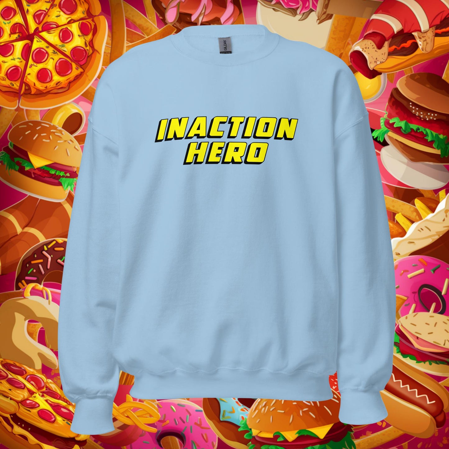 Inaction Hero Lazy Superhero Unisex Sweatshirt Light Blue Sweatshirts Superheroes Next Cult Brand