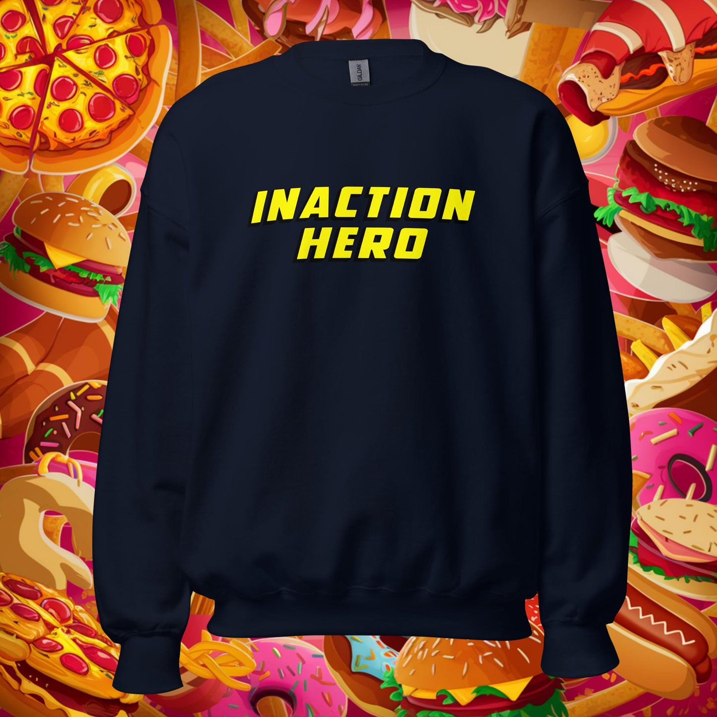 Inaction Hero Lazy Superhero Unisex Sweatshirt Navy Sweatshirts Superheroes Next Cult Brand