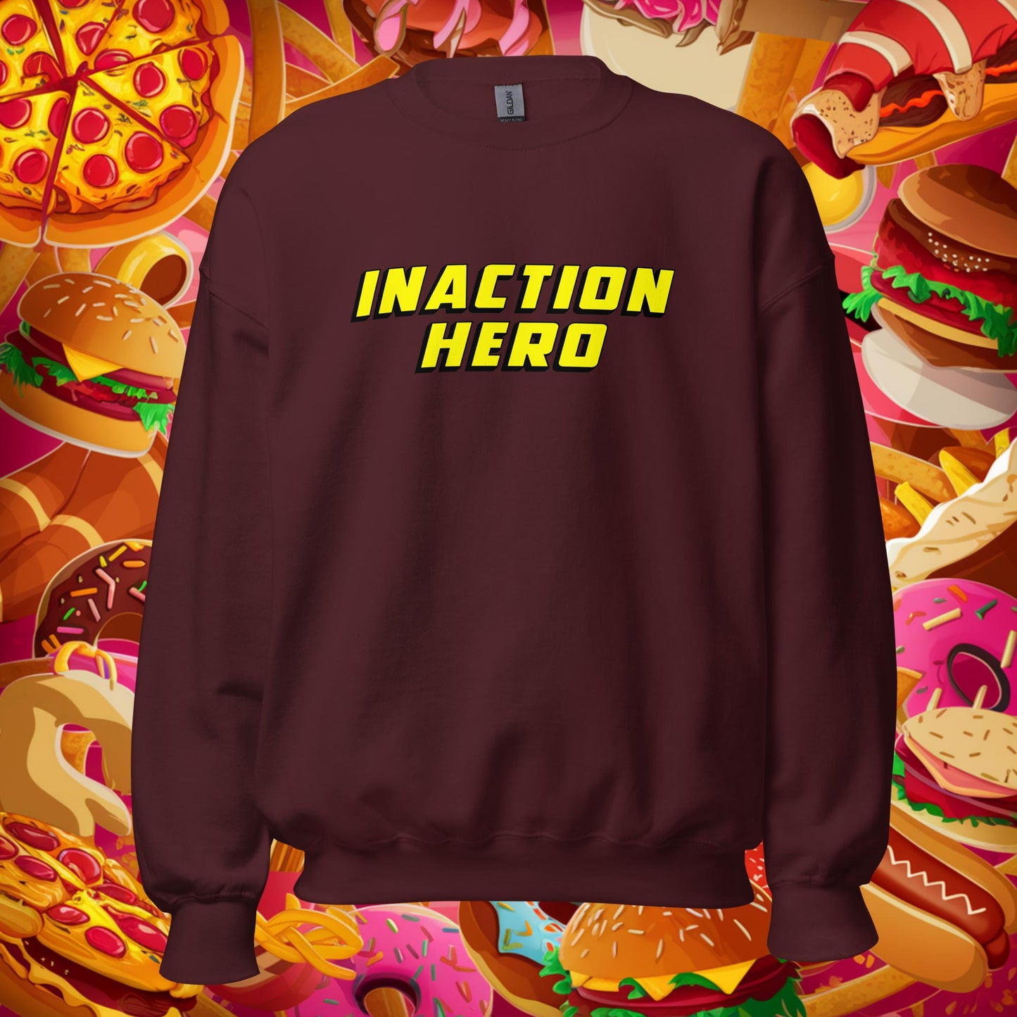 Inaction Hero Lazy Superhero Unisex Sweatshirt Maroon Sweatshirts Superheroes Next Cult Brand
