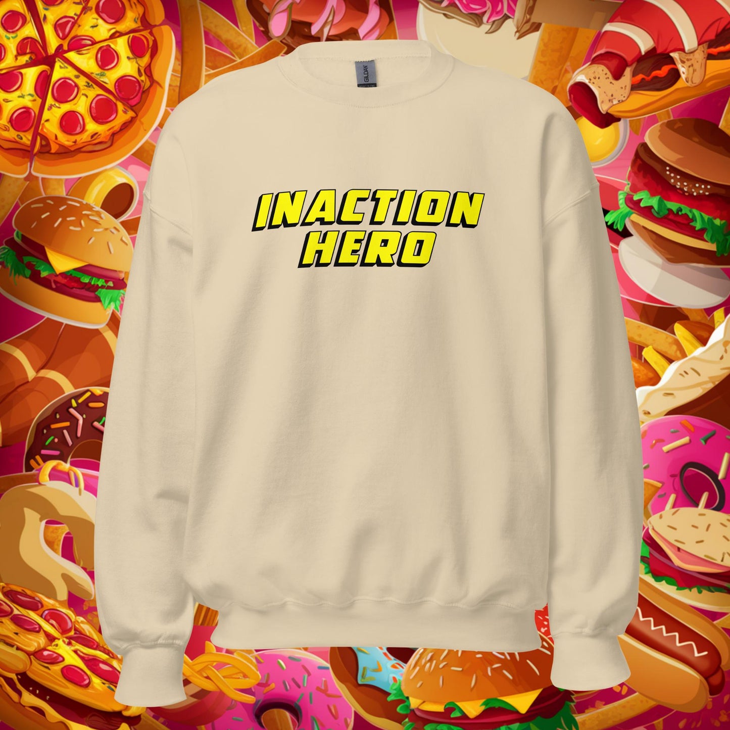 Inaction Hero Lazy Superhero Unisex Sweatshirt Sand Sweatshirts Superheroes Next Cult Brand