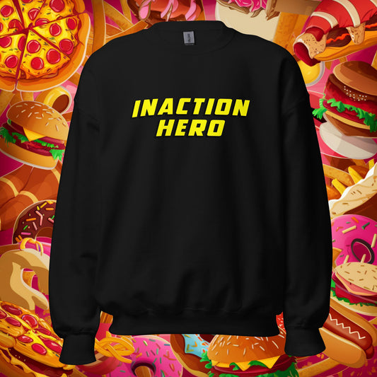 Inaction Hero Lazy Superhero Unisex Sweatshirt Black Sweatshirts Superheroes Next Cult Brand