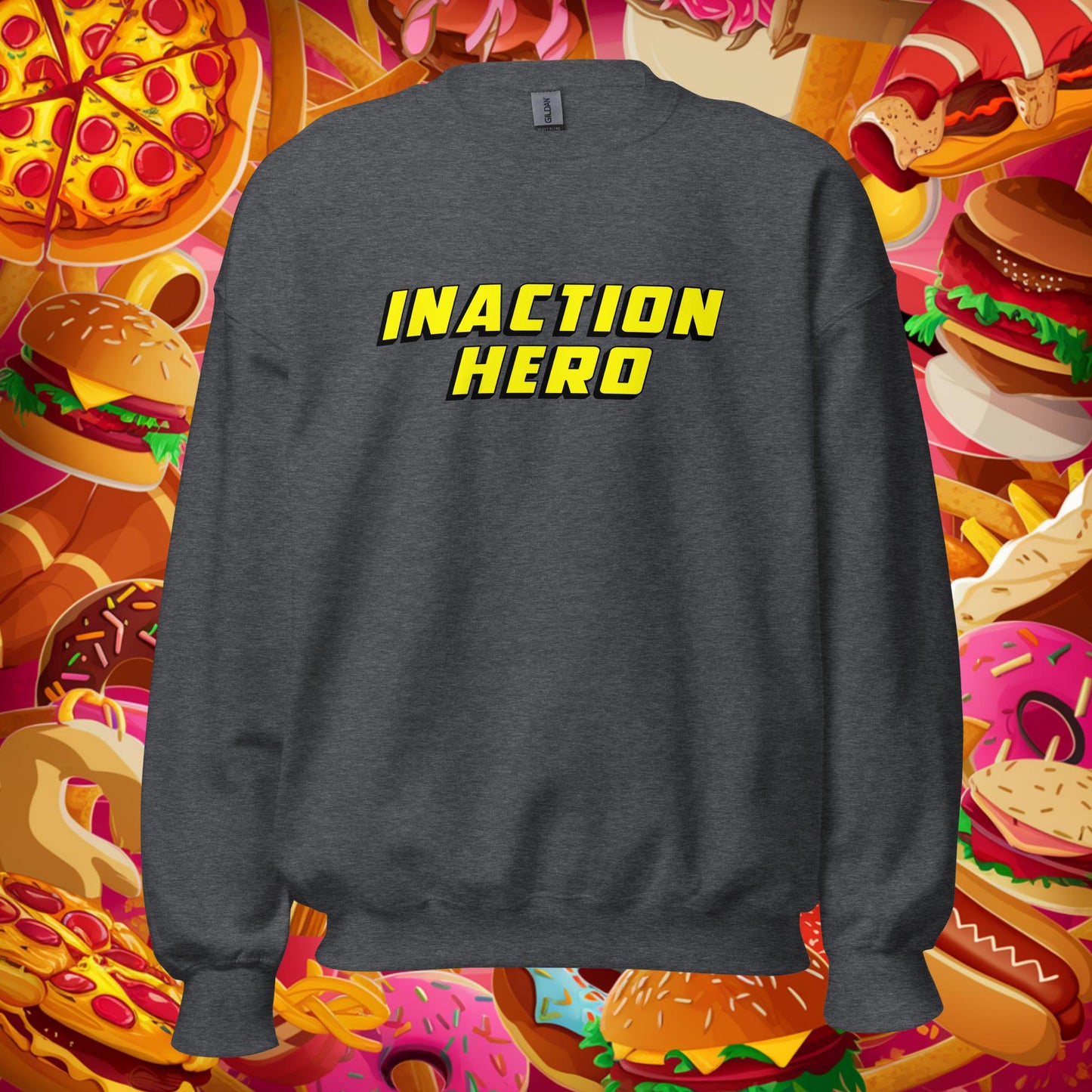 Inaction Hero Lazy Superhero Unisex Sweatshirt Dark Heather Sweatshirts Superheroes Next Cult Brand