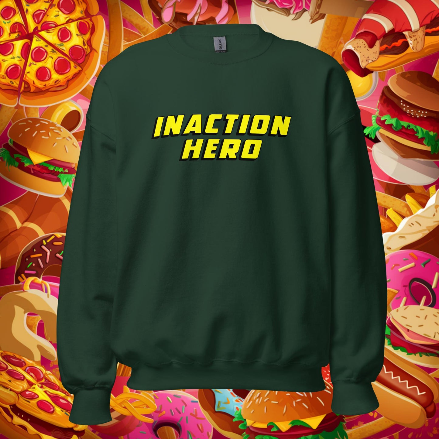 Inaction Hero Lazy Superhero Unisex Sweatshirt Forest Green Sweatshirts Superheroes Next Cult Brand