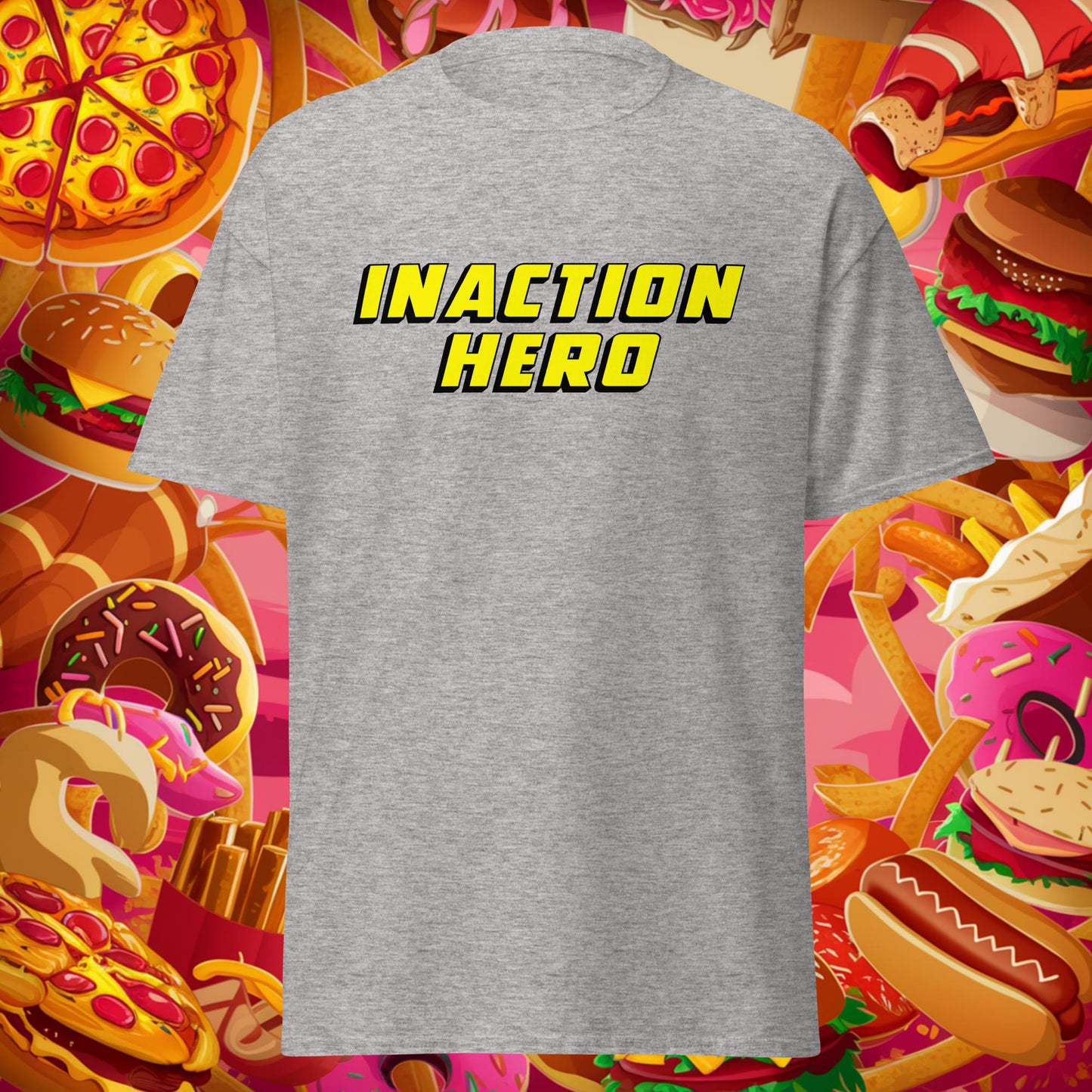 Inaction Hero Lazy Superhero Unisex tee Sport Grey T-shirts Superheroes Next Cult Brand