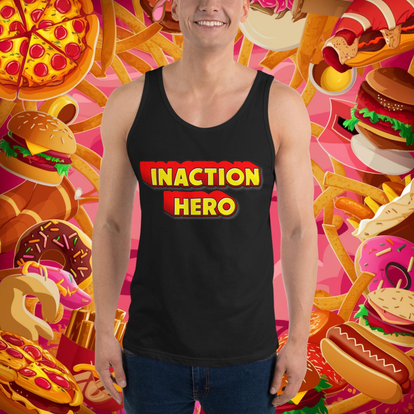 Inaction Hero Tank Top Black Tank Tops Superheroes Next Cult Brand